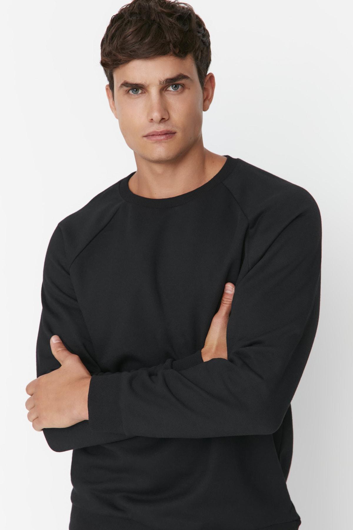 Black Crew Neck Sweatshirt, , large image number 1