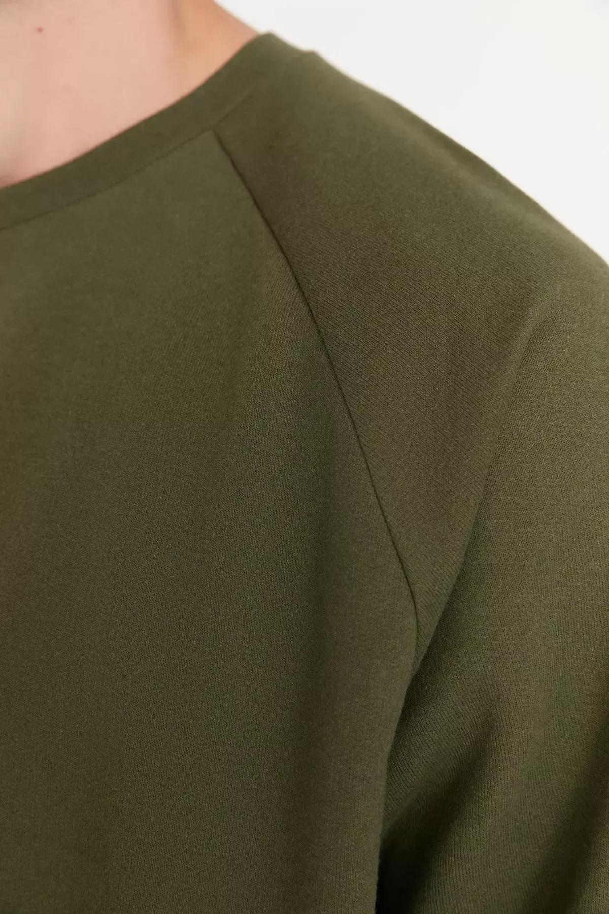 Khaki Crew Neck Sweatshirt, Khaki, large image number 1