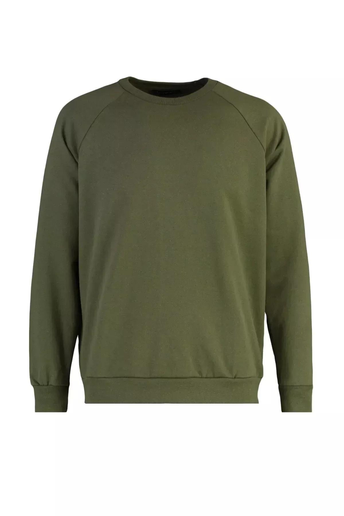 Khaki Crew Neck Sweatshirt, Khaki, large image number 4