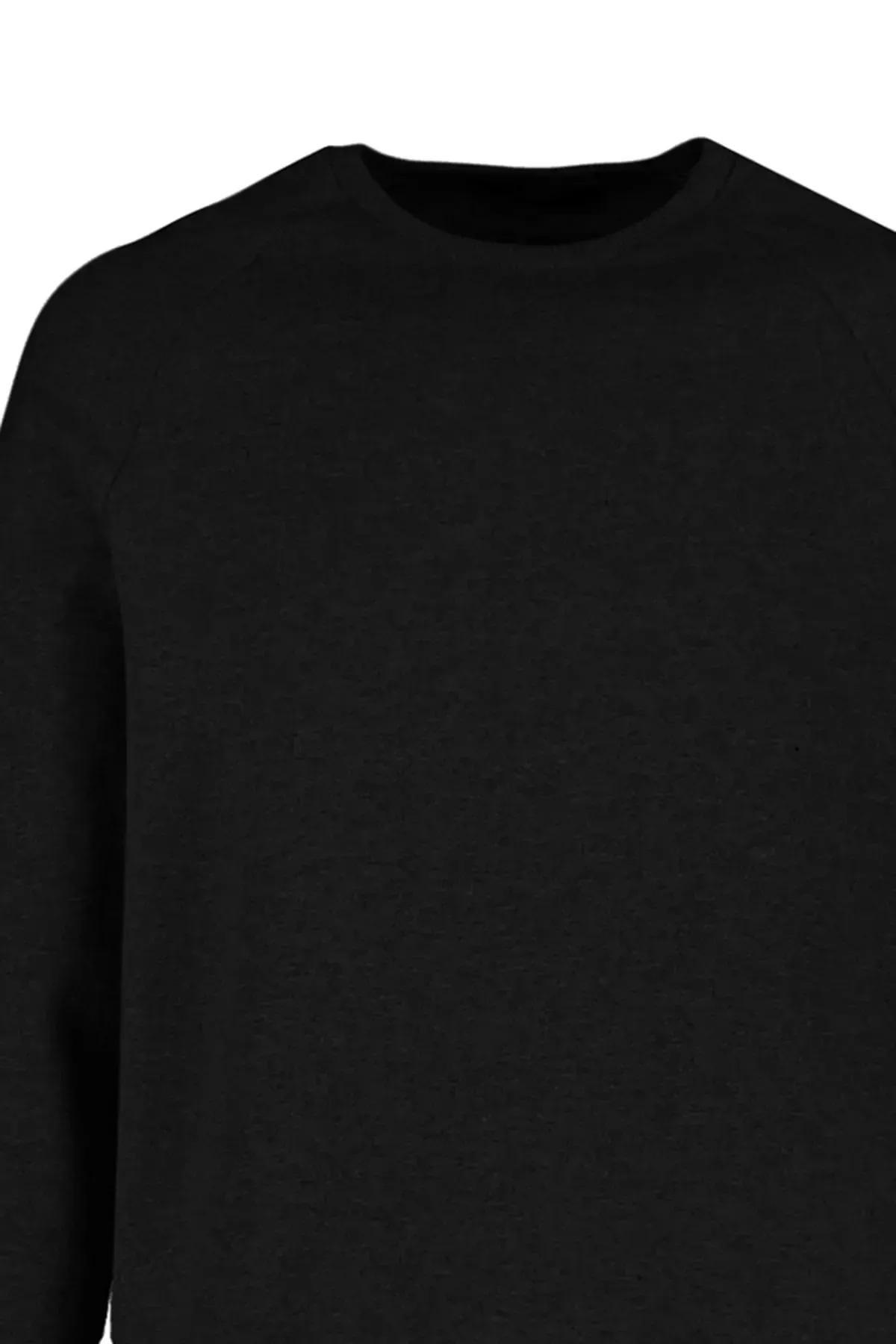 Black Crew Neck Sweatshirt, Black, large image number 5