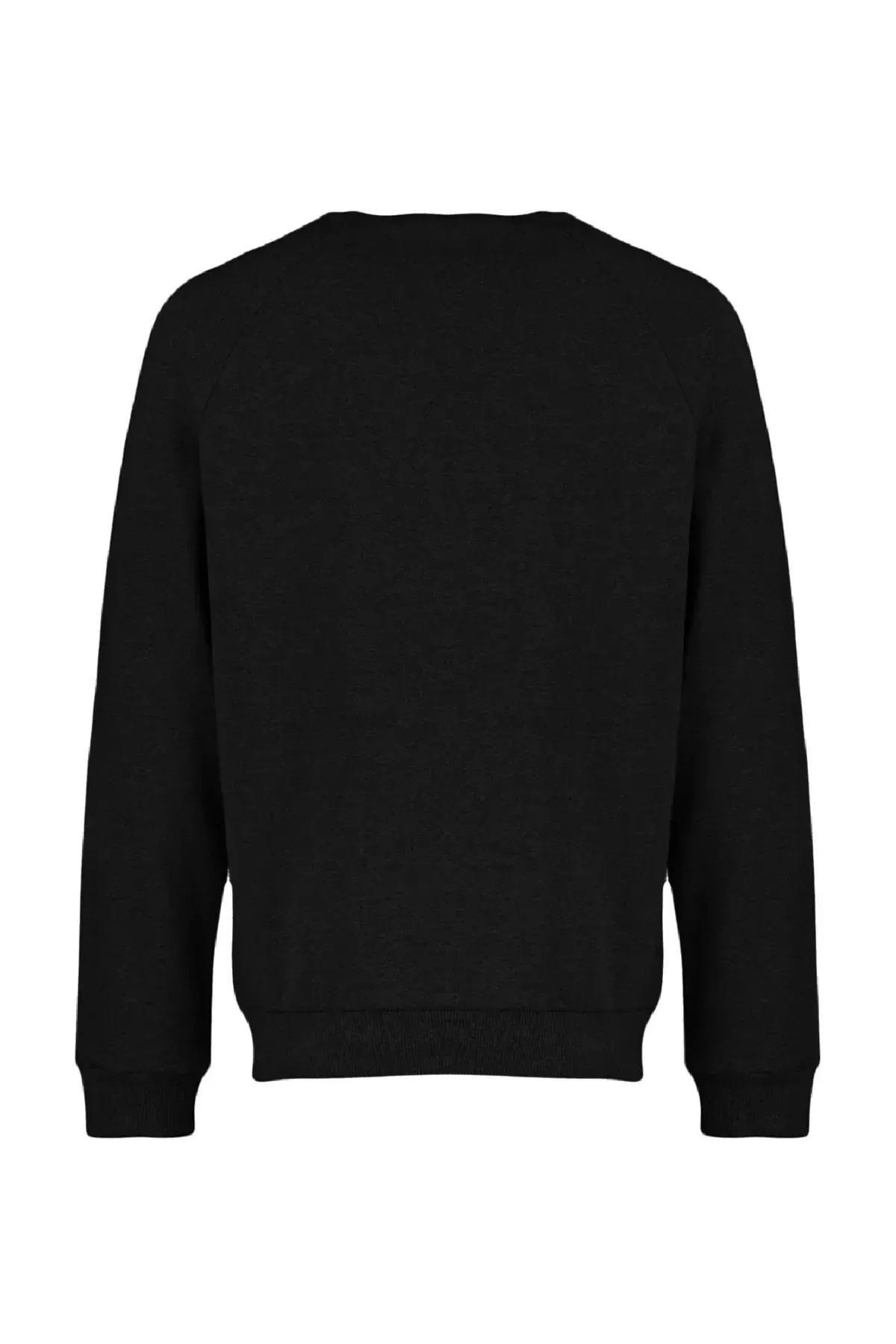 Black Crew Neck Sweatshirt, Black, large image number 6
