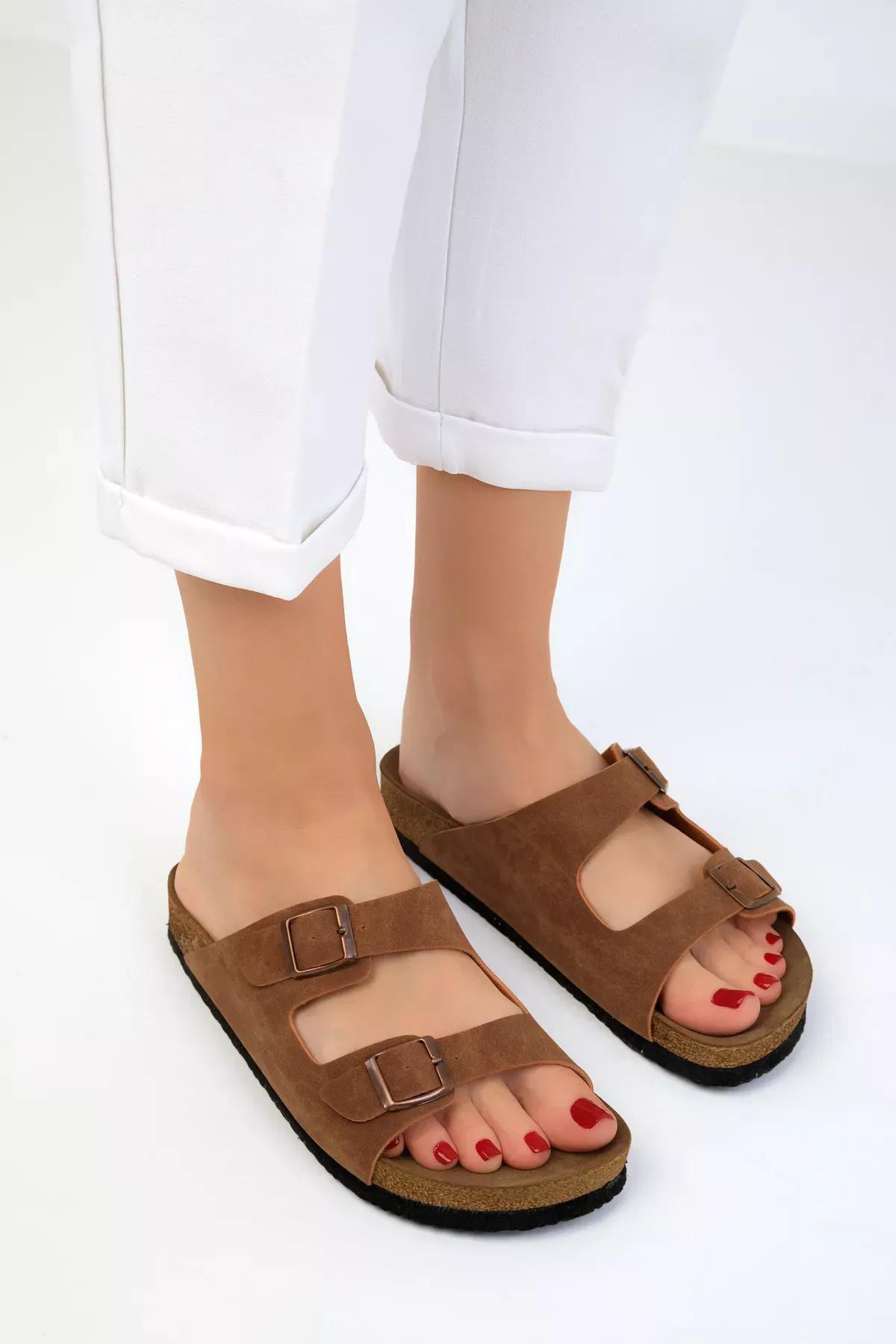 Brown Belted Flat Sandals, , large image number 9