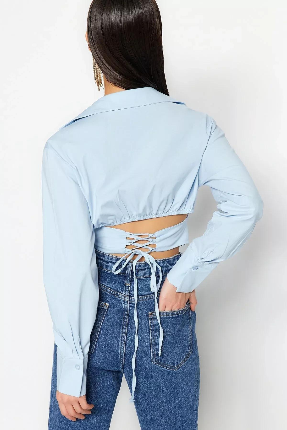 قميص بقصة ضيقة، أزرق, Blue, large image number 2