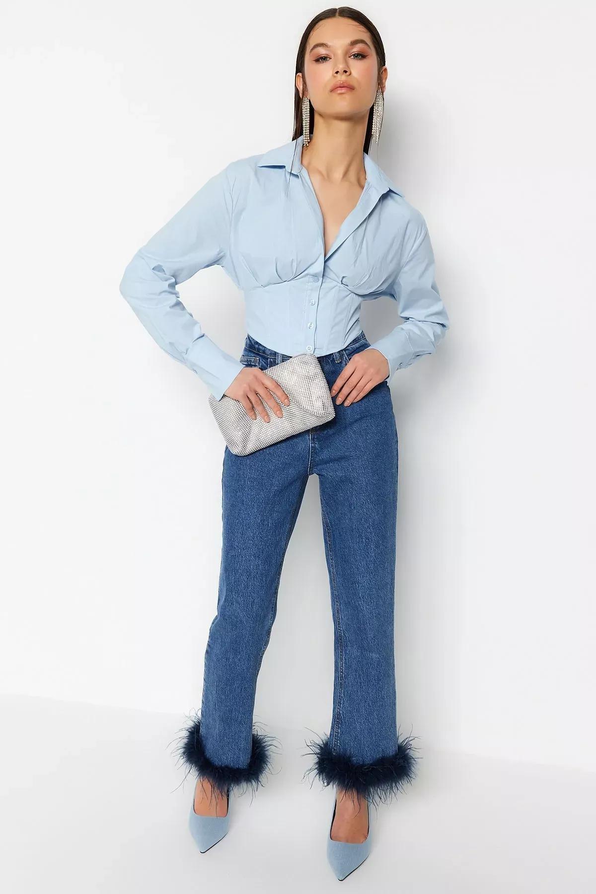 قميص بقصة ضيقة، أزرق, Blue, large image number 3