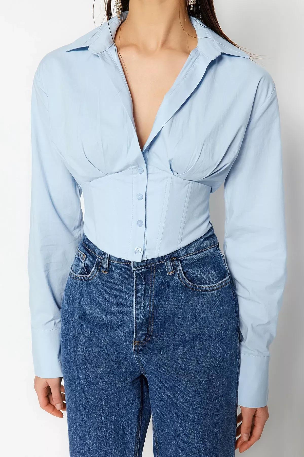 قميص بقصة ضيقة، أزرق, Blue, large image number 4