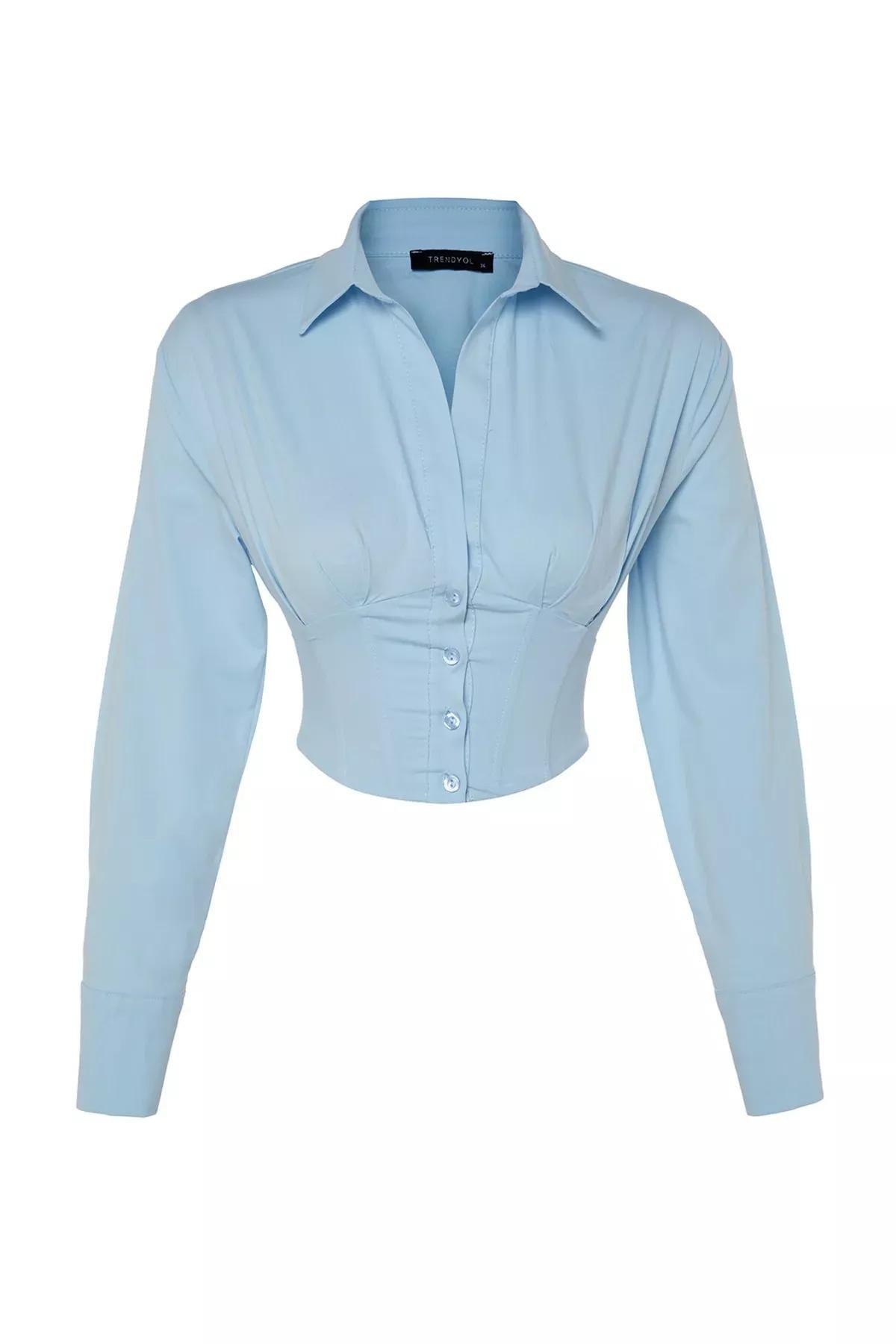 قميص بقصة ضيقة، أزرق, Blue, large image number 6