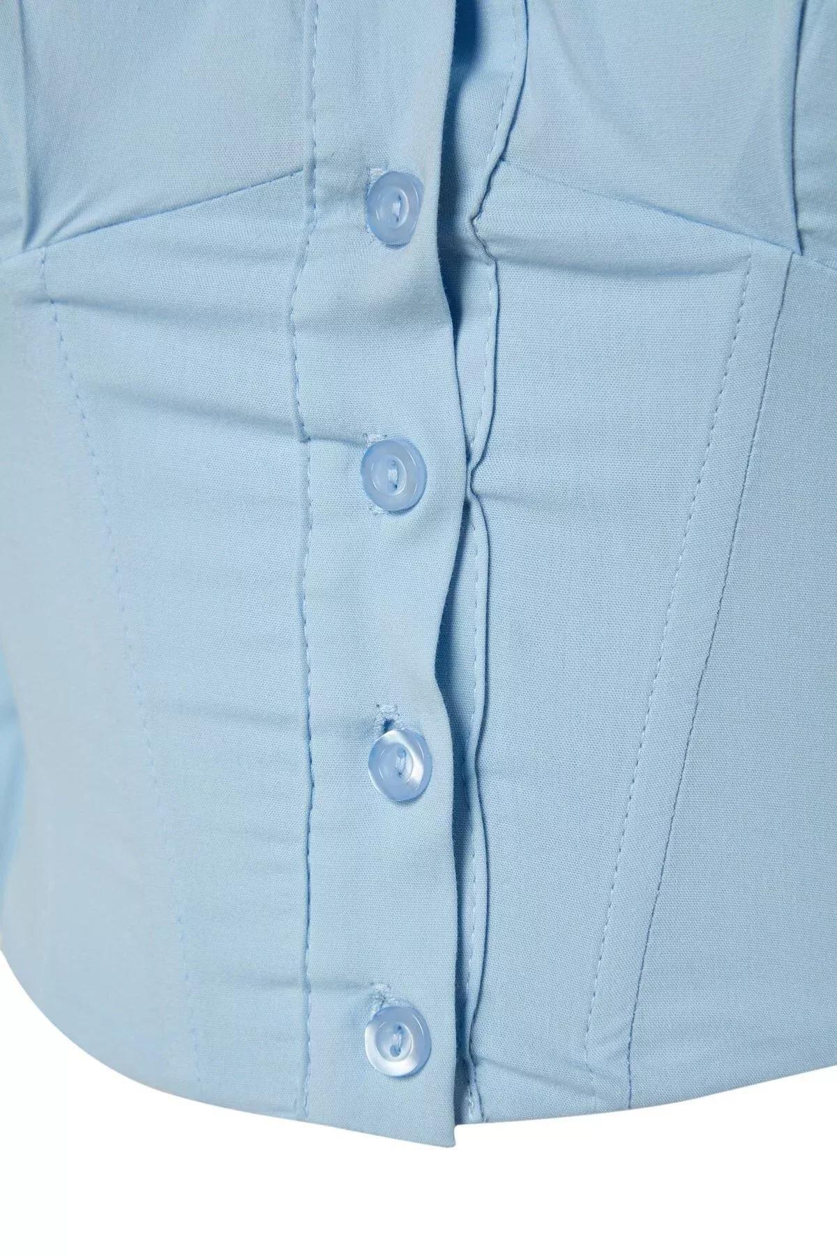 قميص بقصة ضيقة، أزرق, Blue, large image number 7