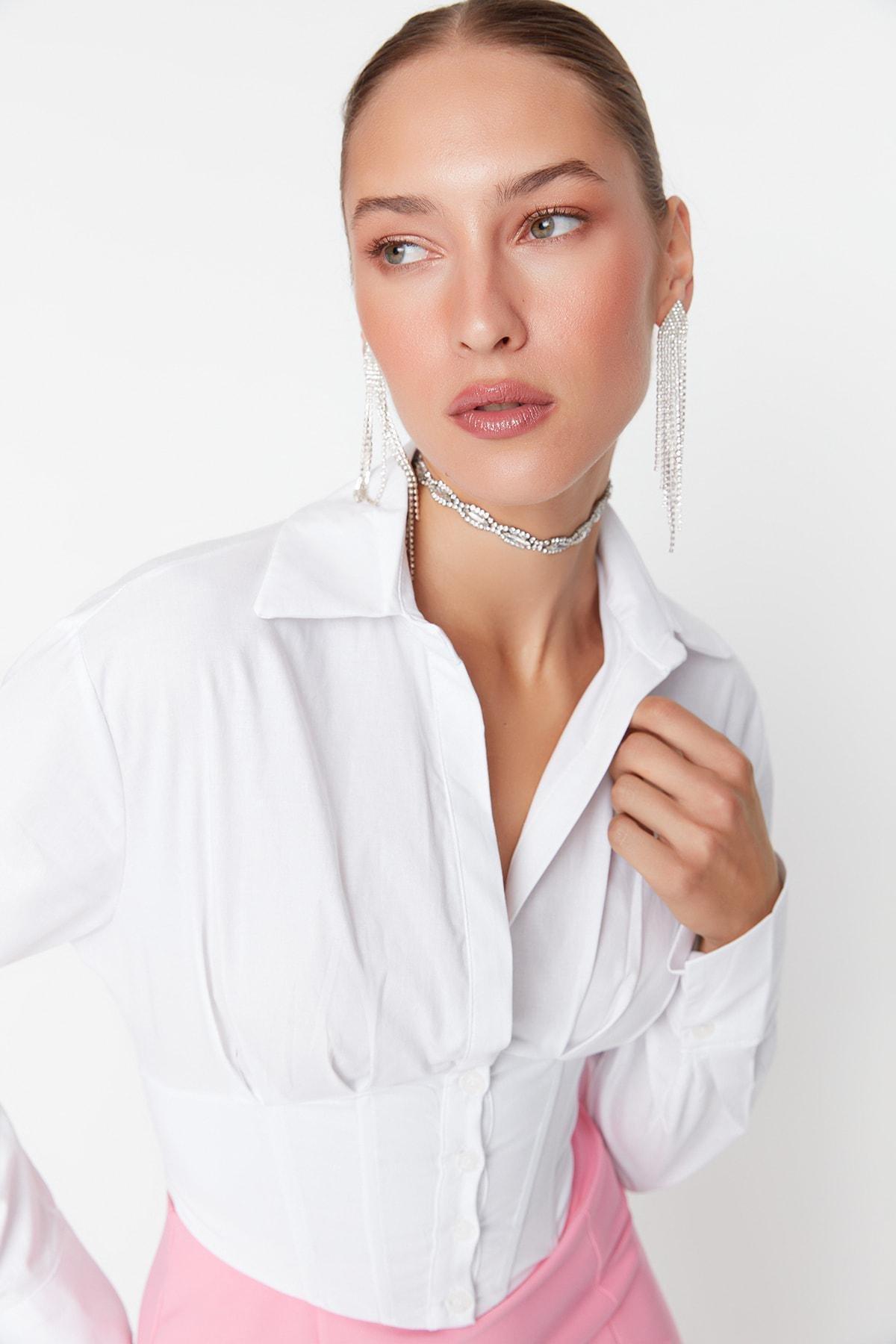 White Fitted Collar Shirt, , large image number 0