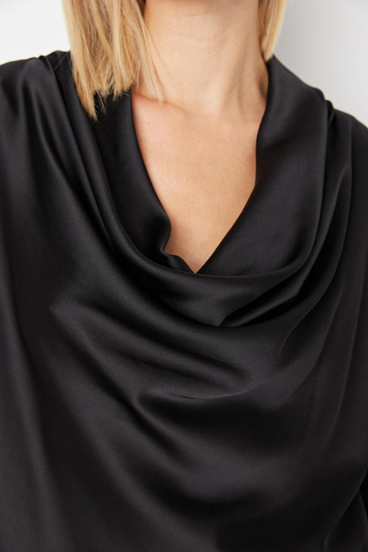 Black Cowl Neck Blouse, , large image number 3