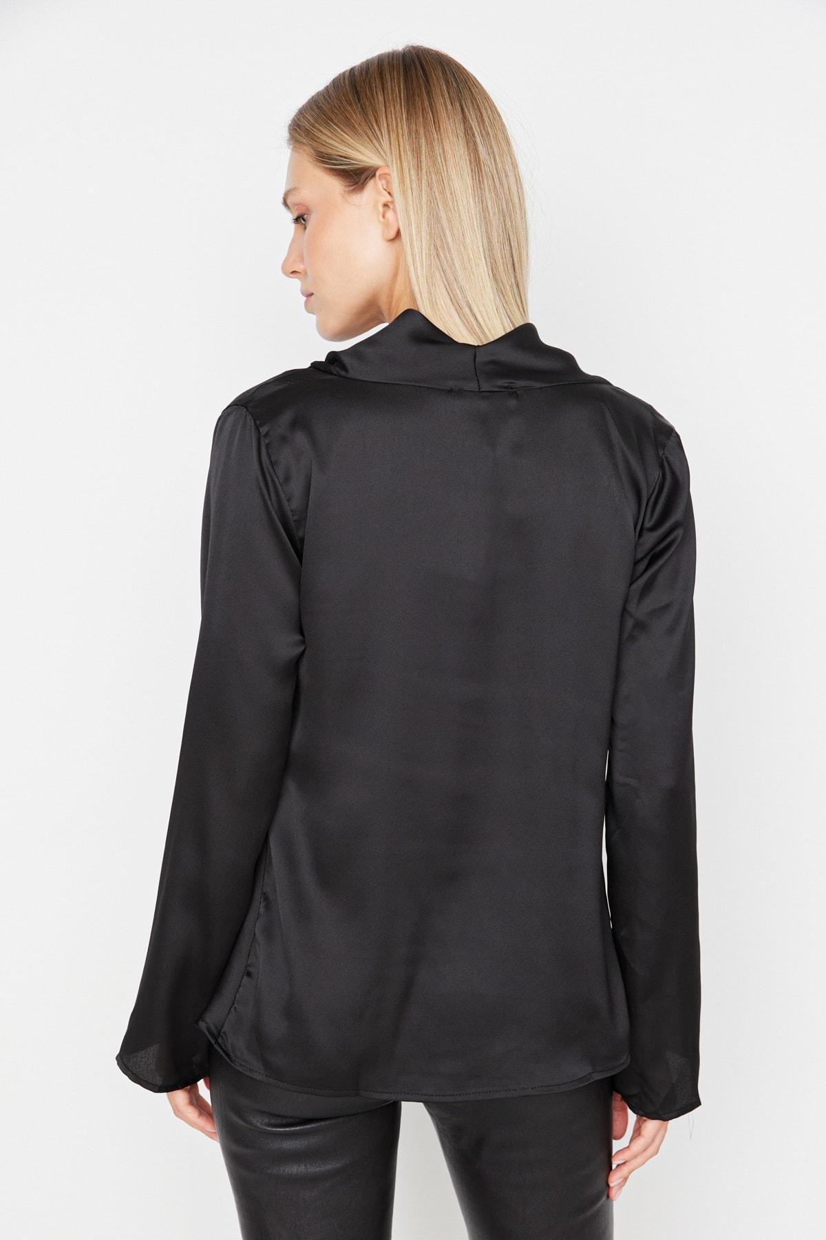 Black Cowl Neck Blouse, , large image number 4
