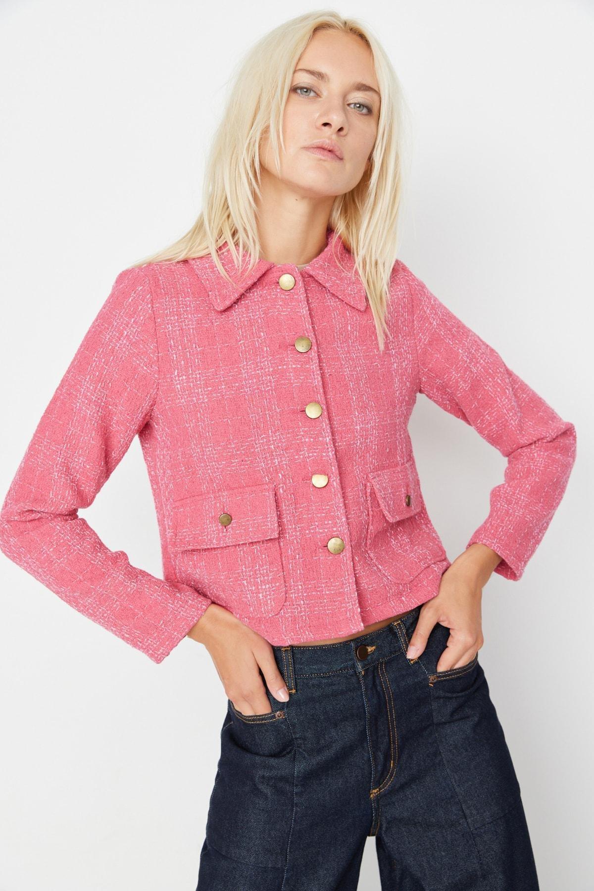 Trendyol - Pink Shirt Collar Jacket