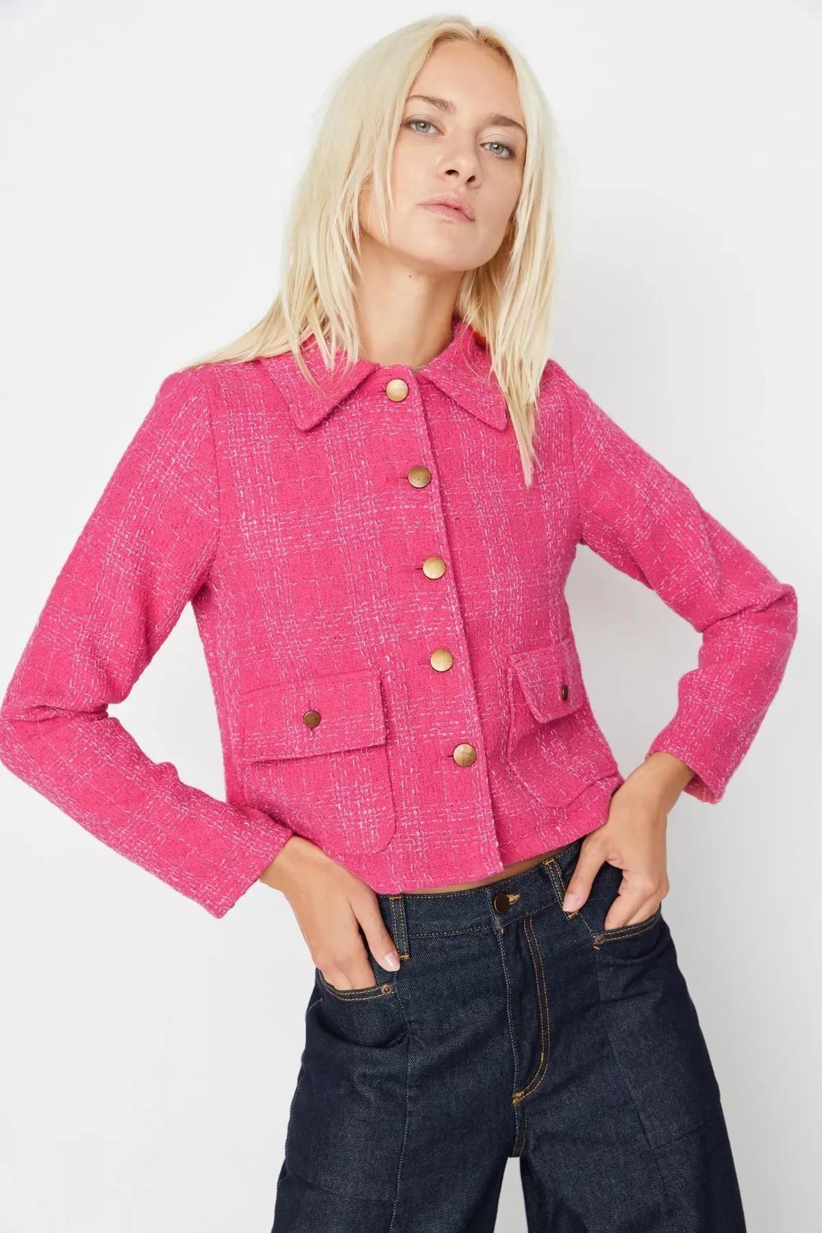 Pink Shirt Collar Jacket, , large image number 0