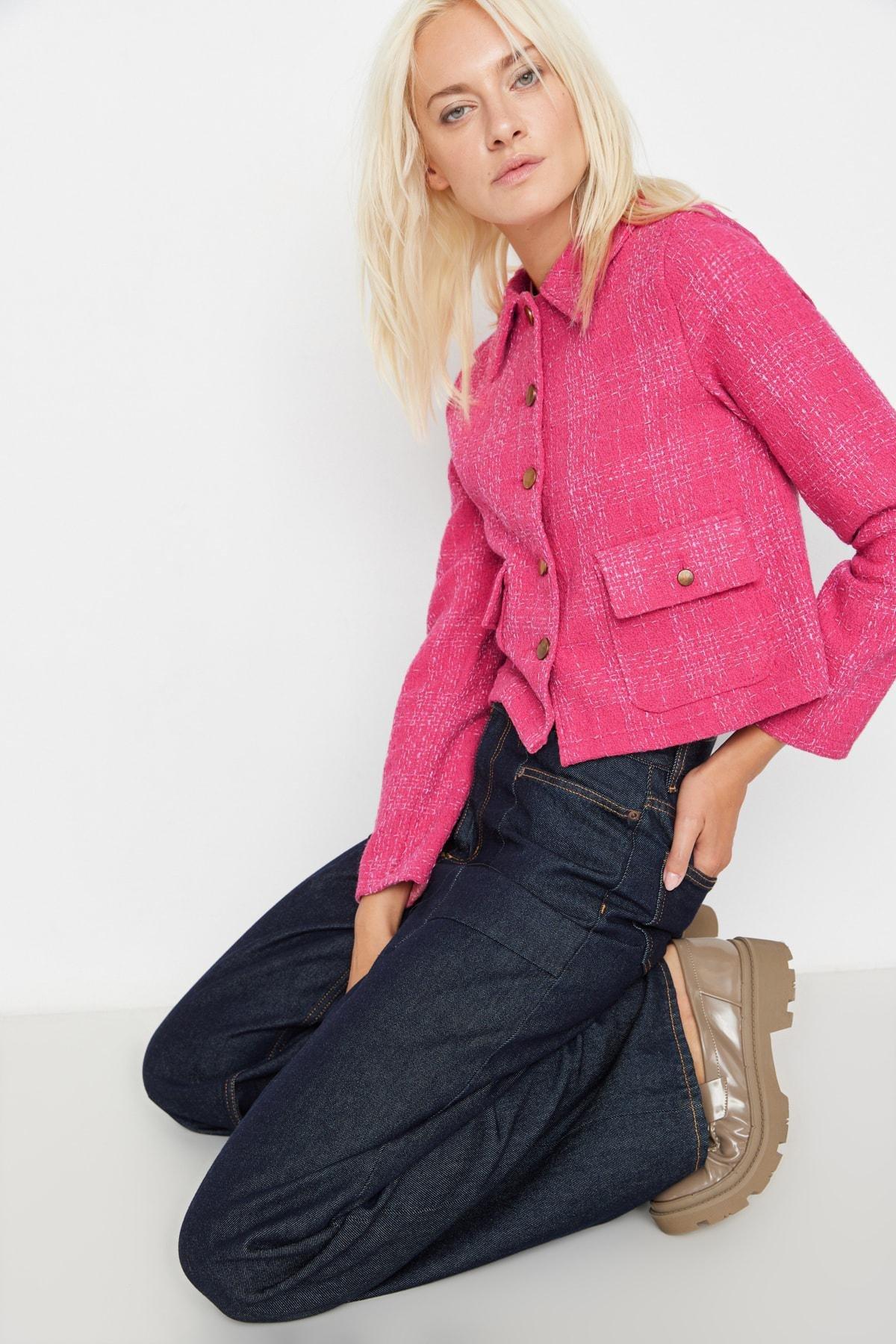 Pink Shirt Collar Jacket, , large image number 1