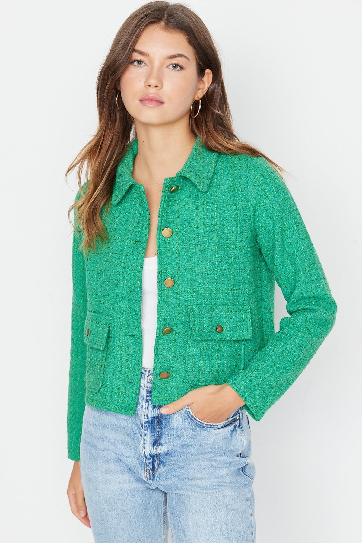 Trendyol - Green Shirt Collar Jacket