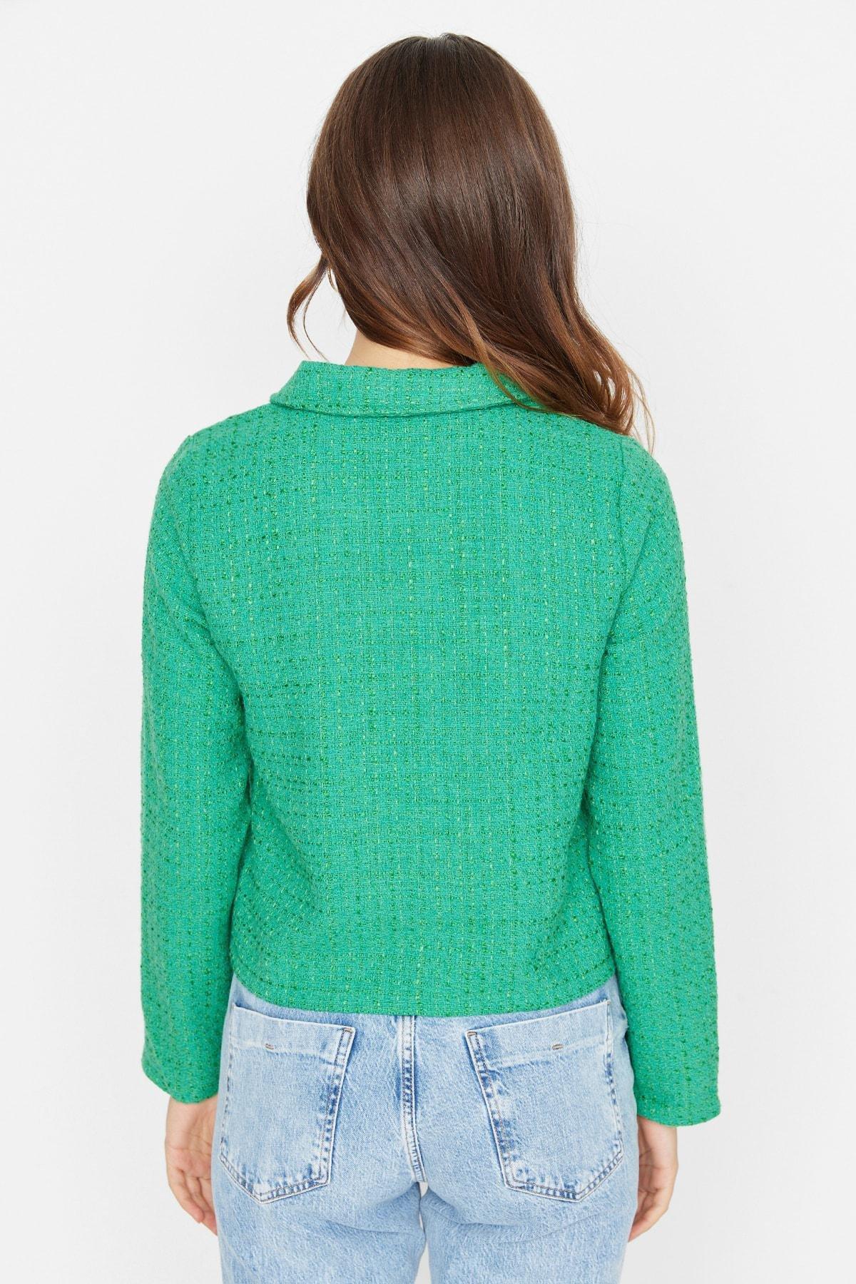 Green Shirt Collar Jacket, , large image number 4
