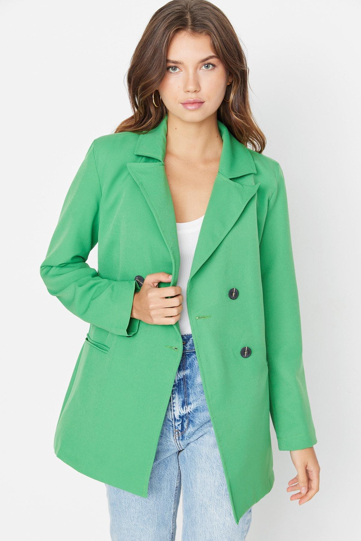 Trendyol - Green Lapel Collar Blazer