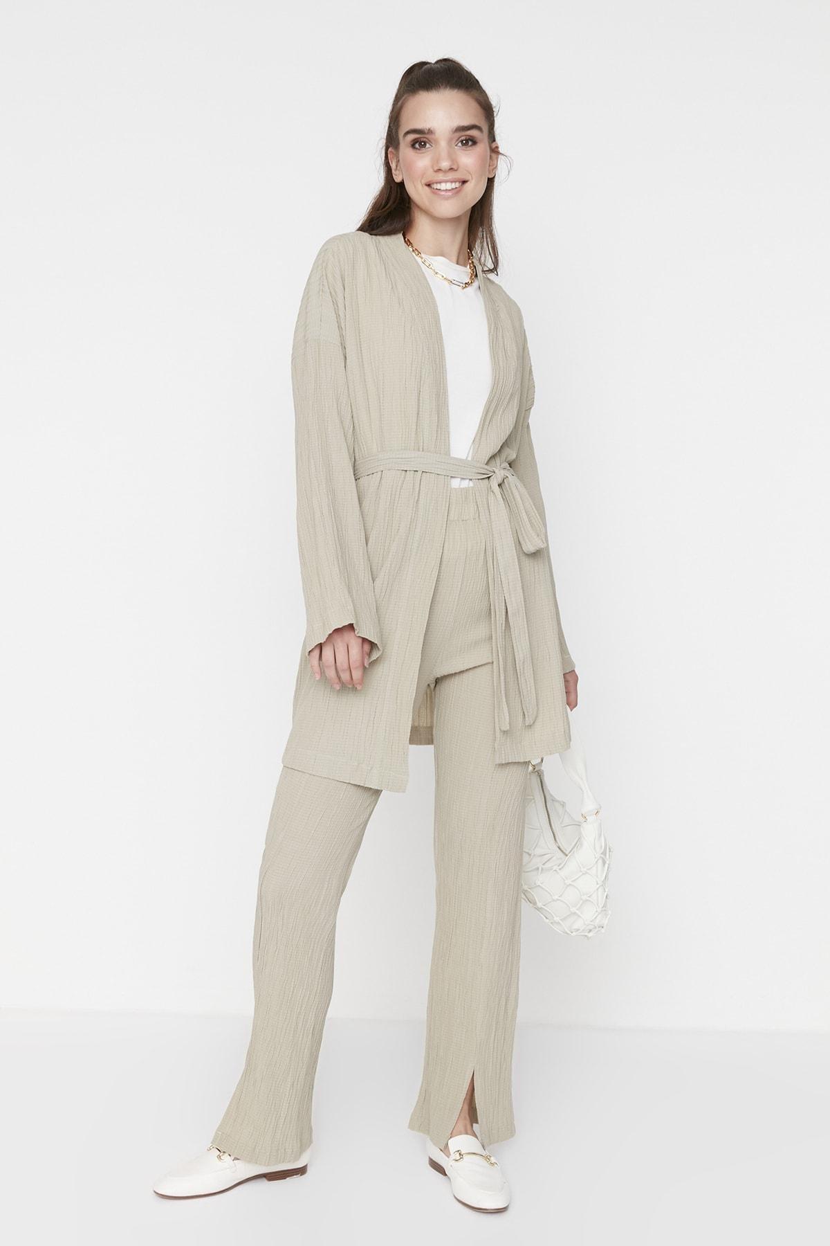 Beige Double-Breasted Co-Ord Set, , large image number 0