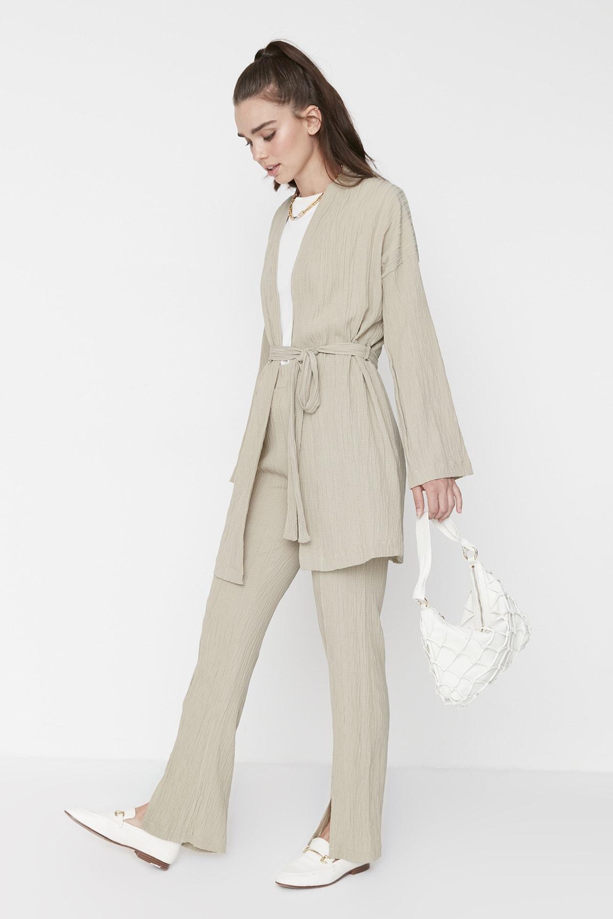 Beige Double-Breasted Co-Ord Set, , large image number 2
