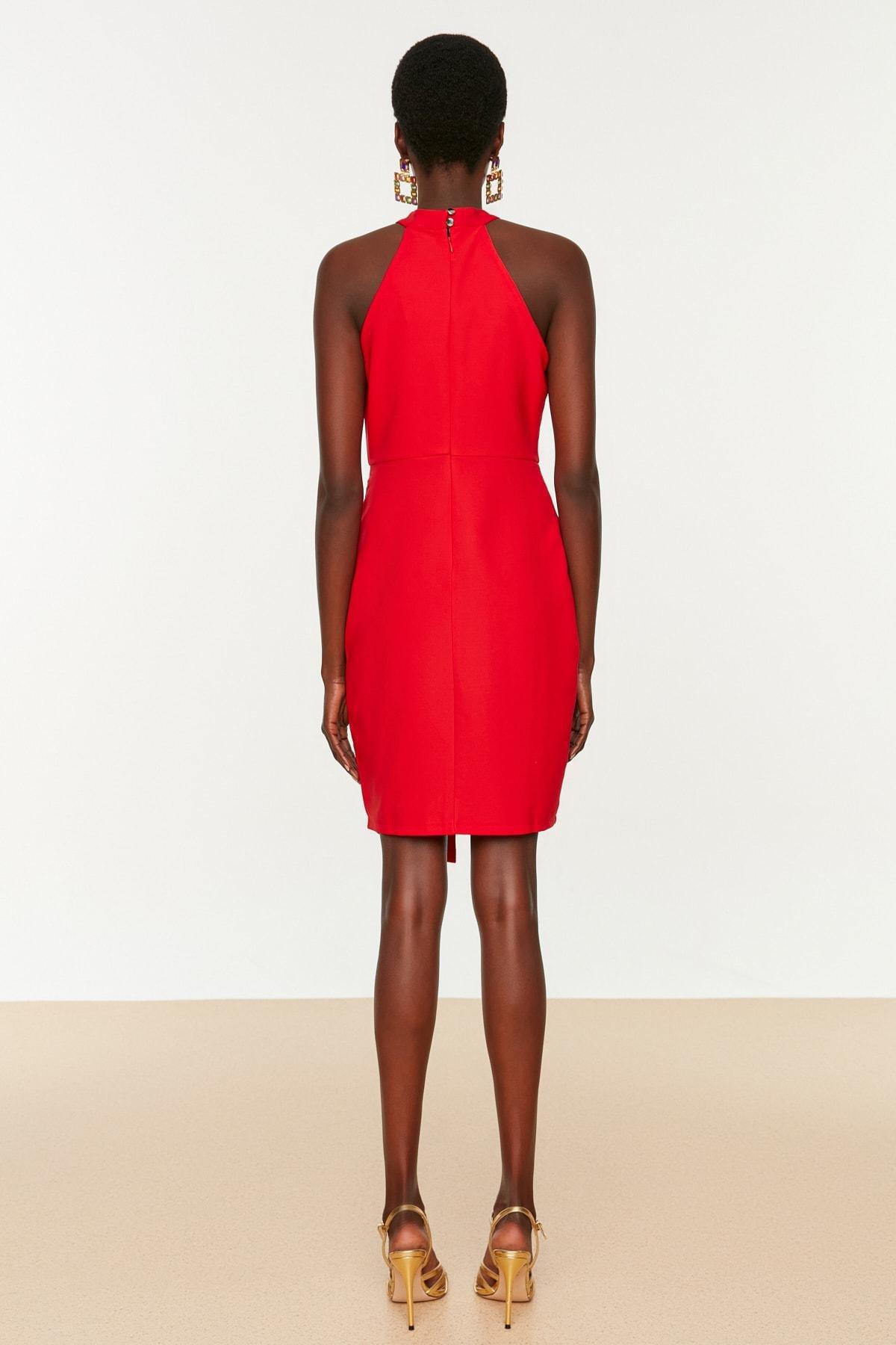 Red Bodycon Crew Neck Dress, , large image number 2