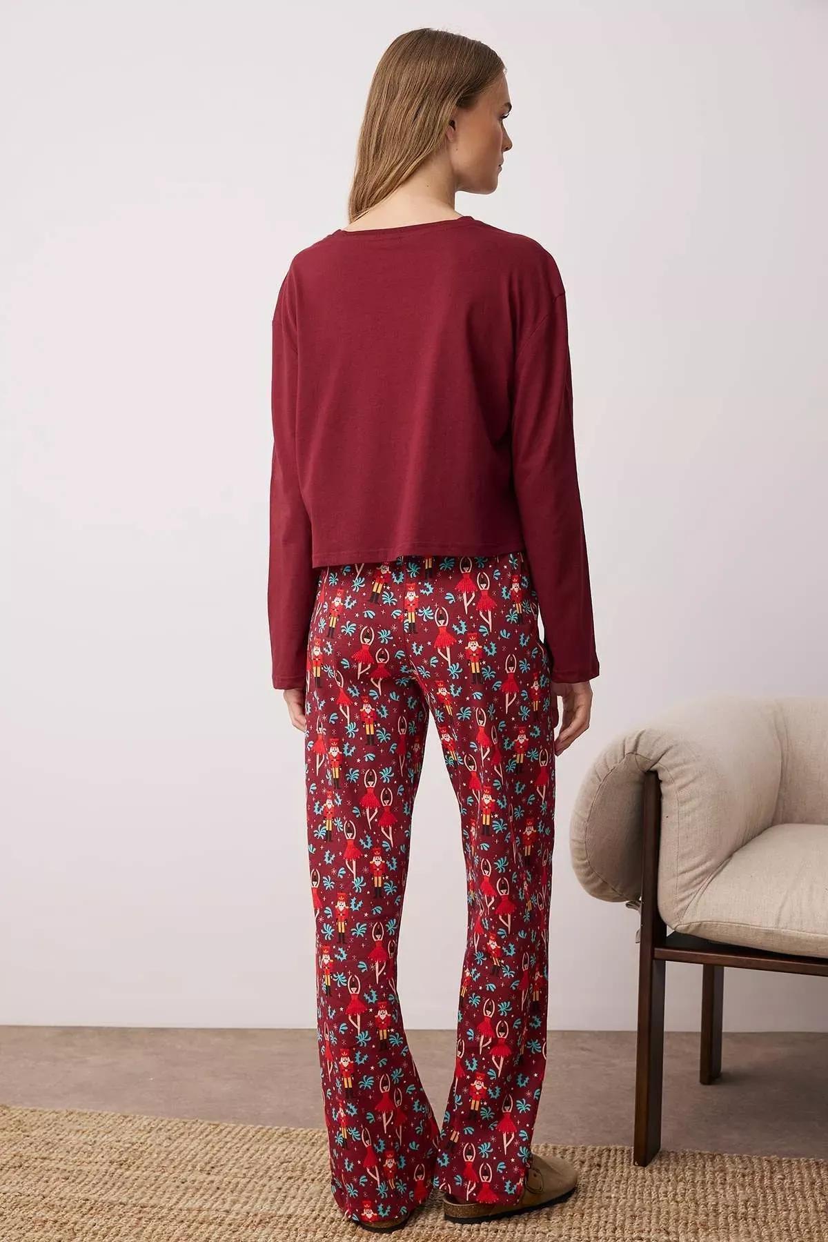 Red Christmas Pajama Set, Burgundy, large image number 3