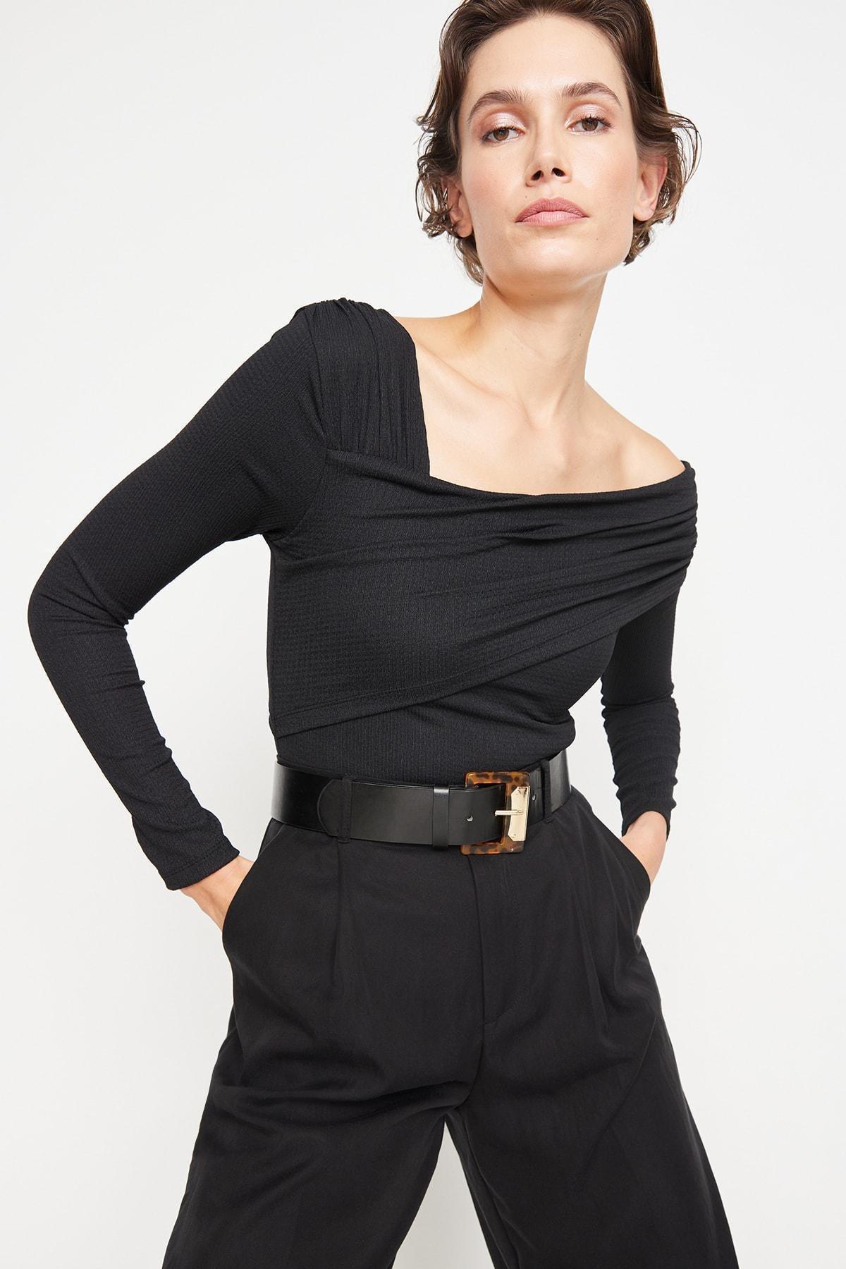Black Carmen Collar Bodysuit, , large image number 0