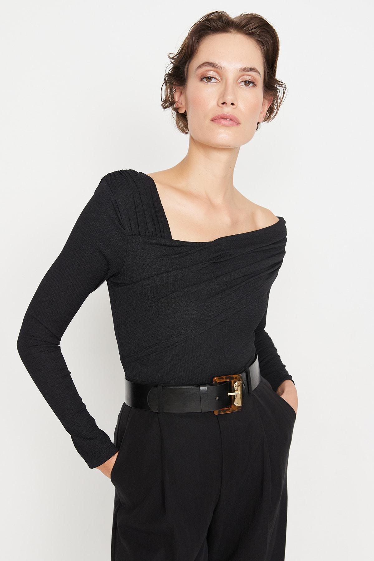 Black Carmen Collar Bodysuit, , large image number 2