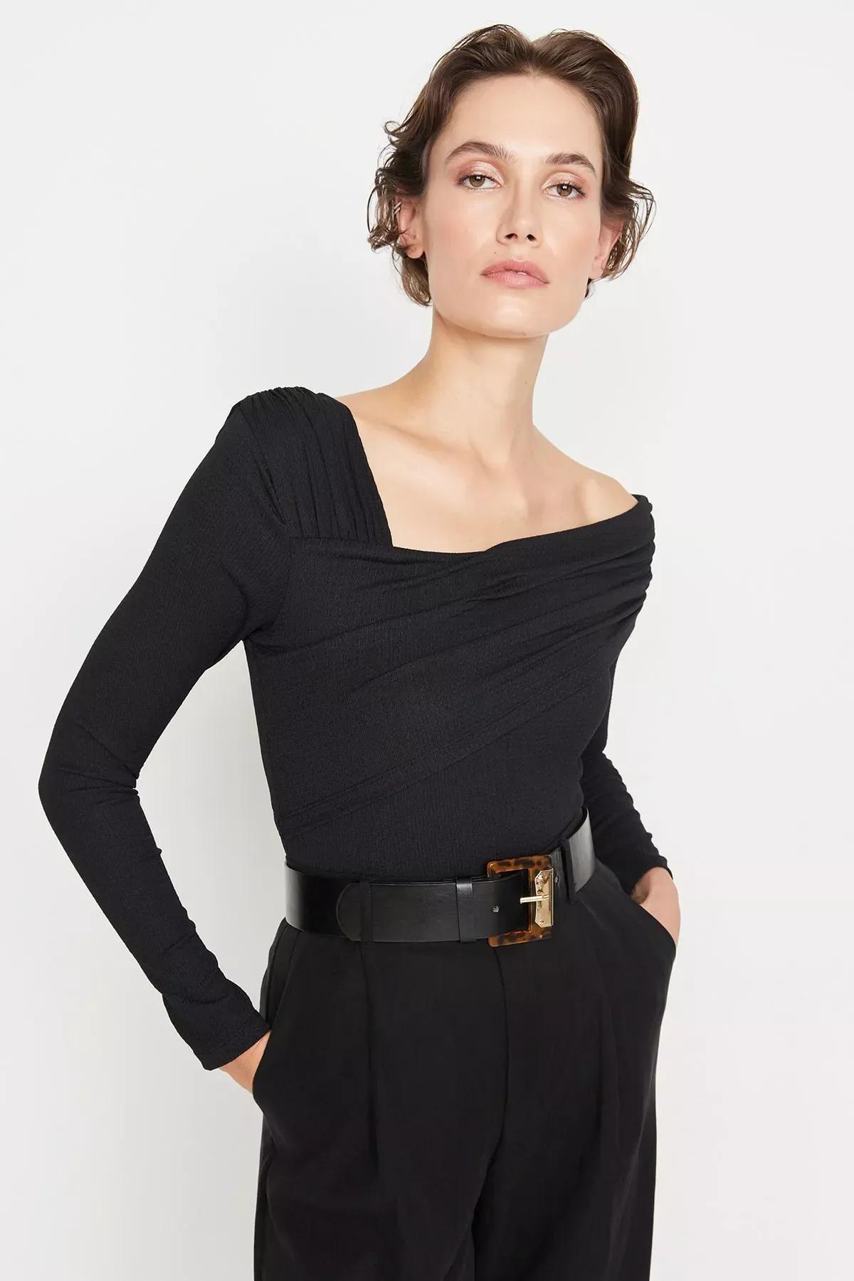 Black Carmen Collar Bodysuit, , large image number 2