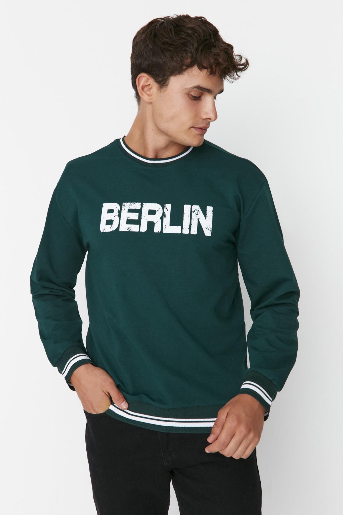 Green Relaxed Crew Neck Sweatshirt, , large image number 0