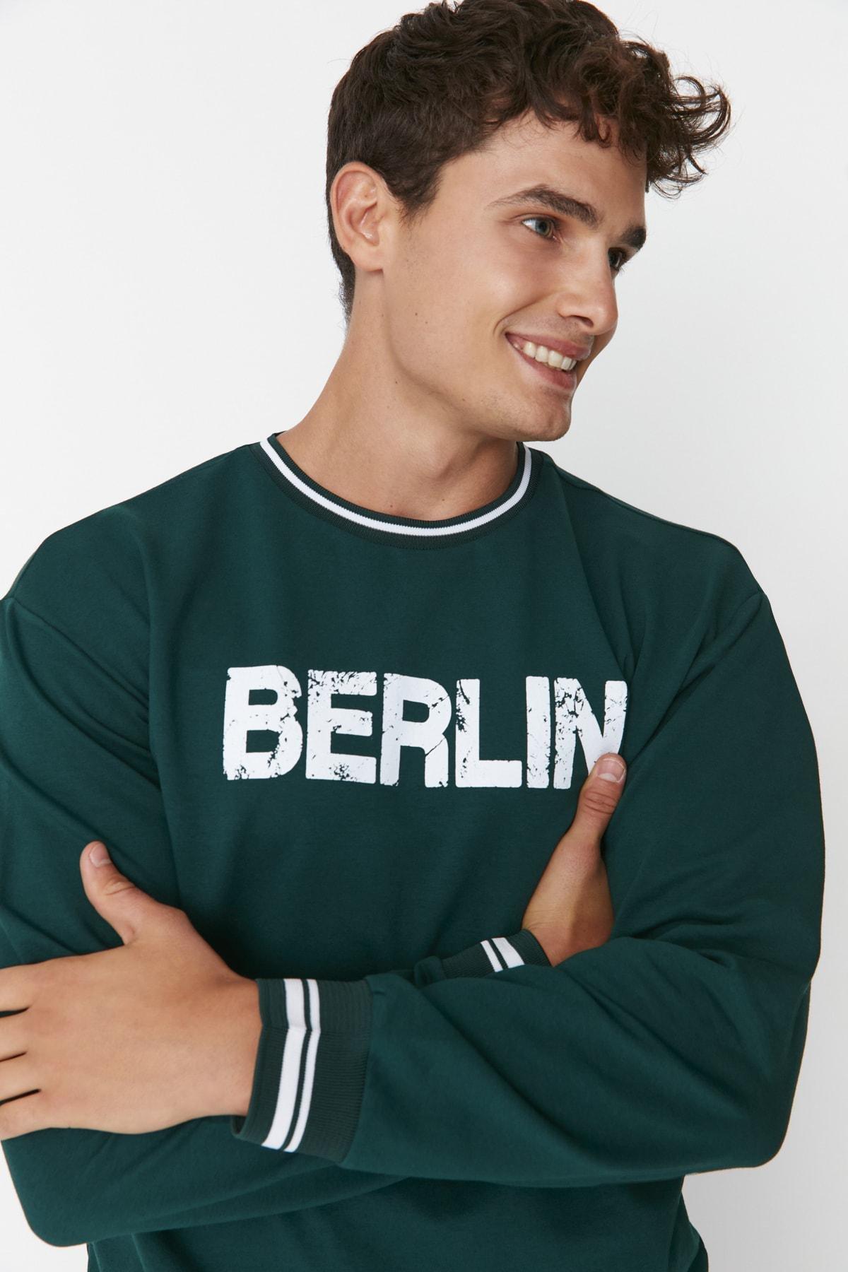 Green Relaxed Crew Neck Sweatshirt, , large image number 2