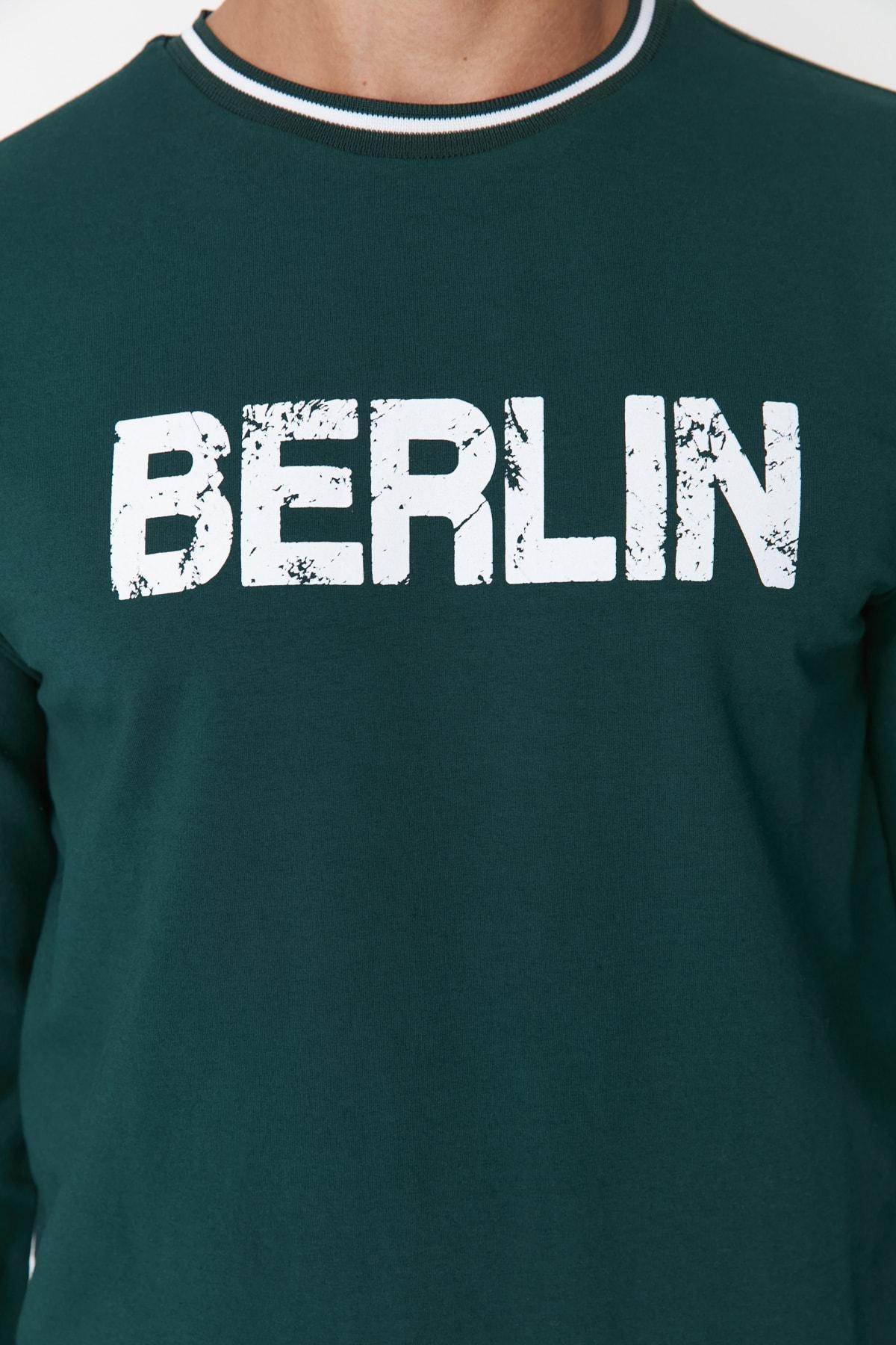 Green Relaxed Crew Neck Sweatshirt, , large image number 3