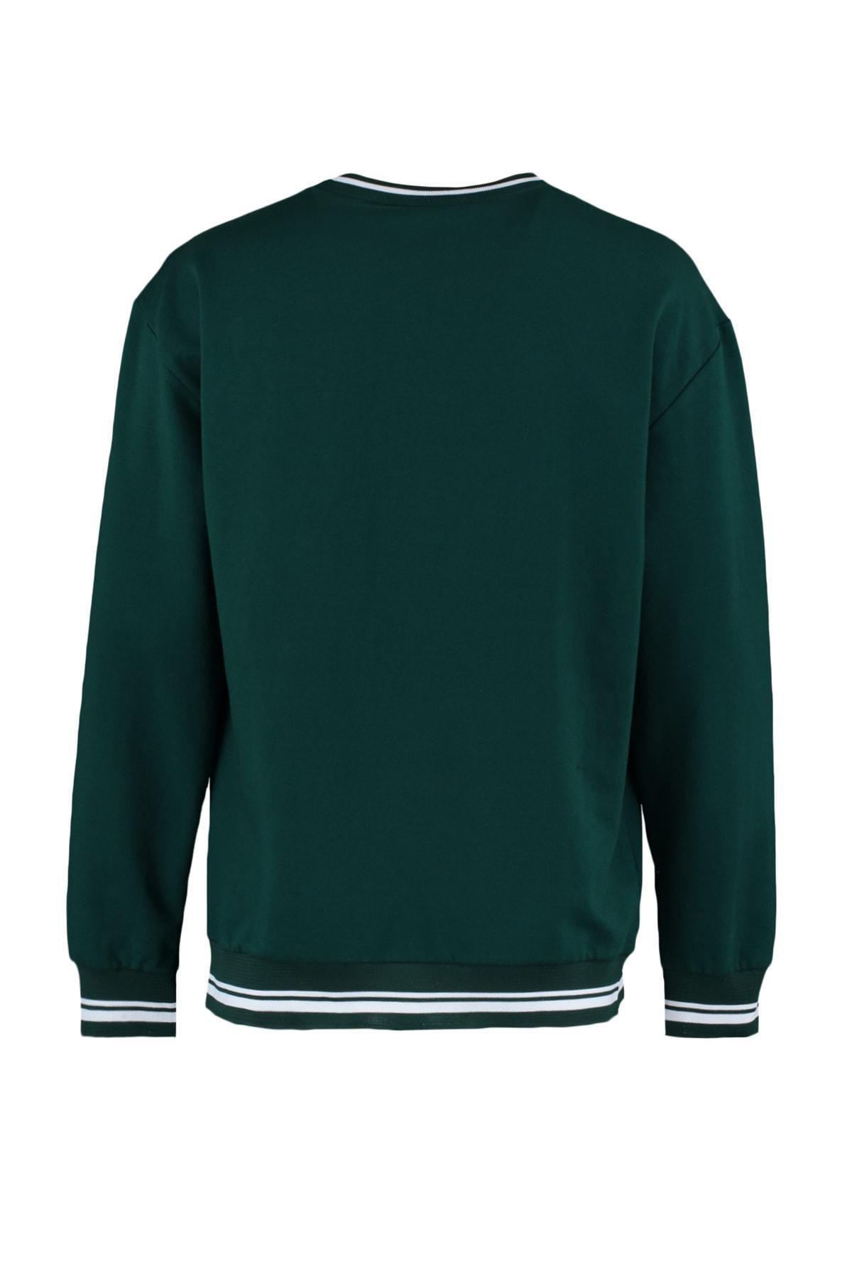 Green Relaxed Crew Neck Sweatshirt, , large image number 5
