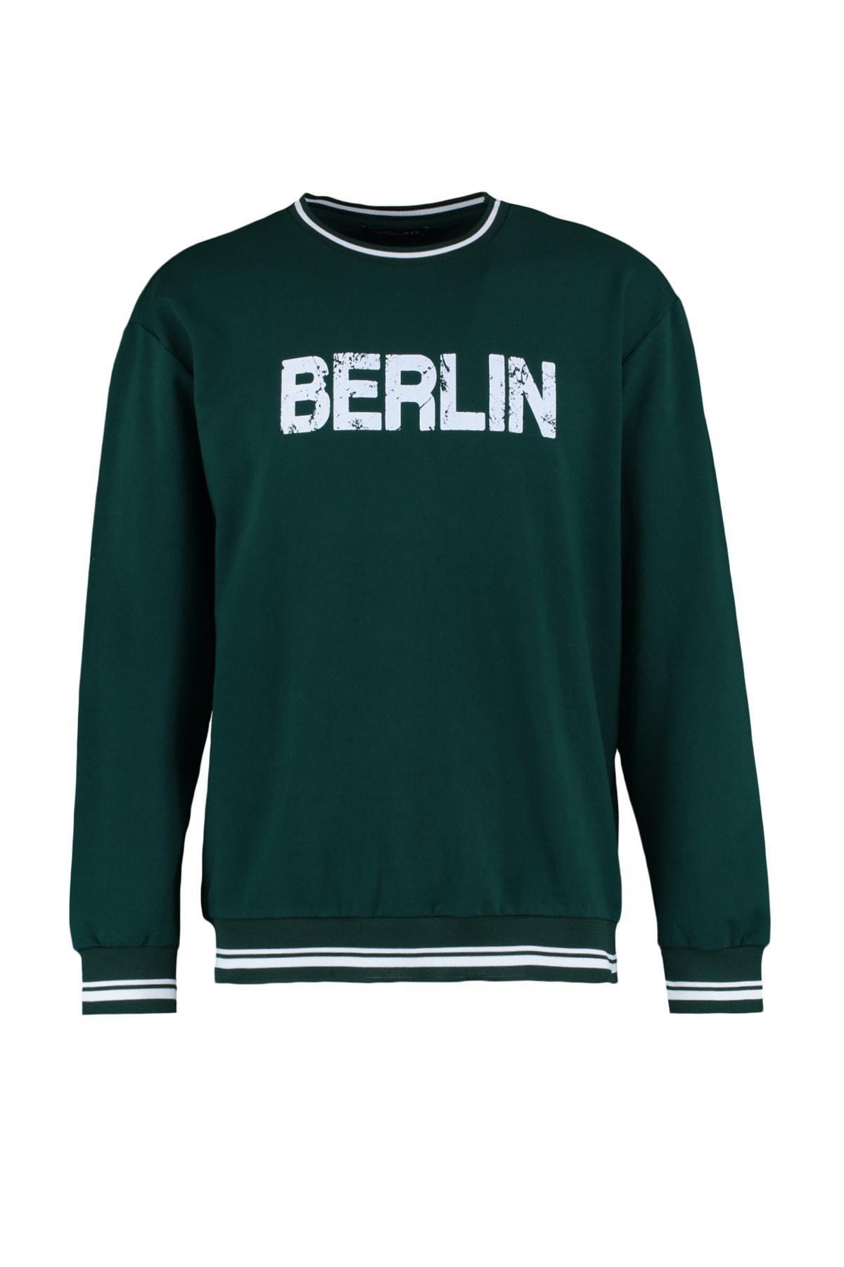Green Relaxed Crew Neck Sweatshirt, , large image number 6