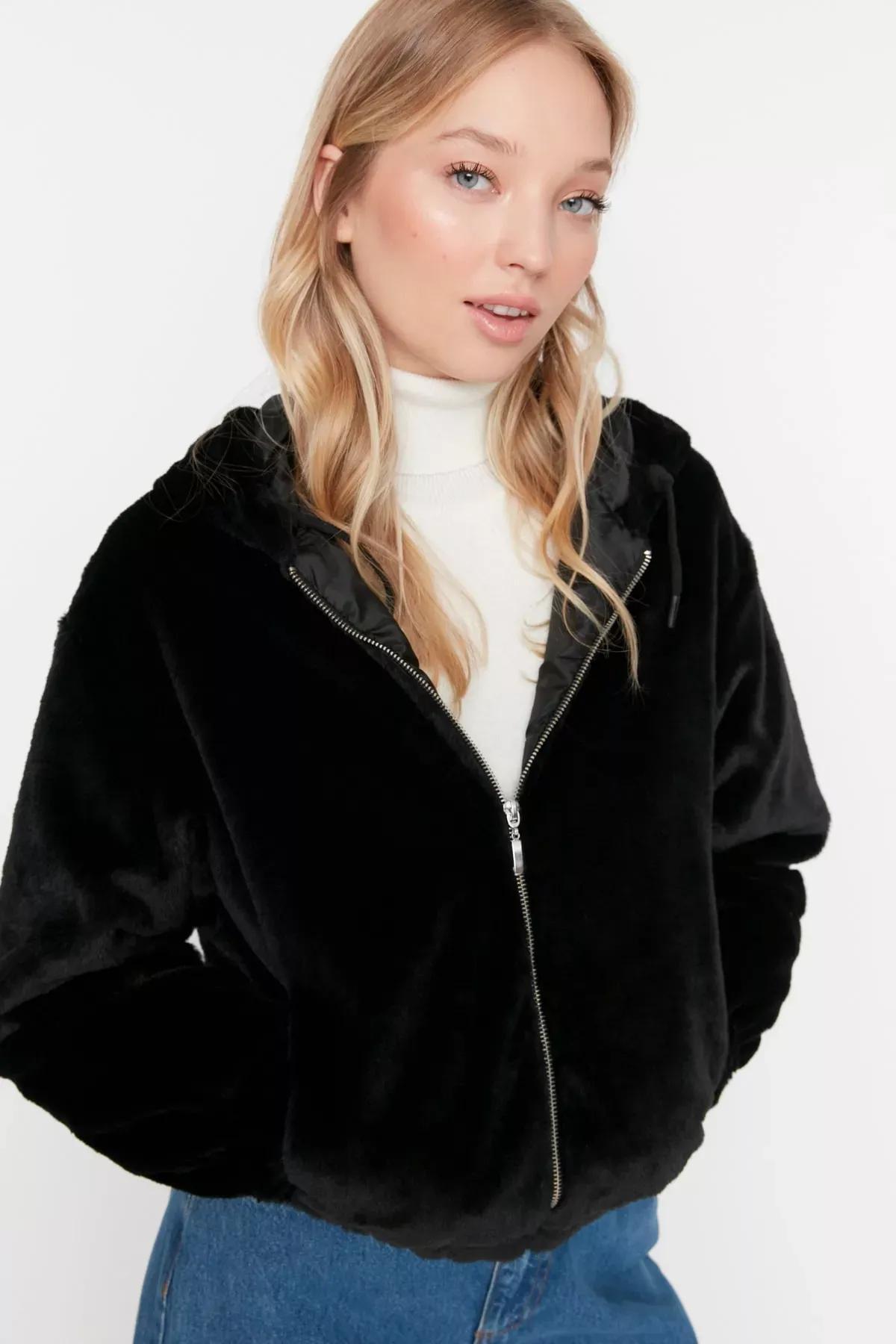 Black Puffer Oversize Jacket, Black, large image number 0