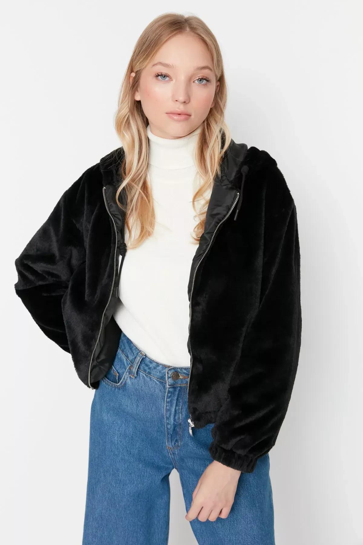 Black Puffer Oversize Jacket, Black, large image number 2