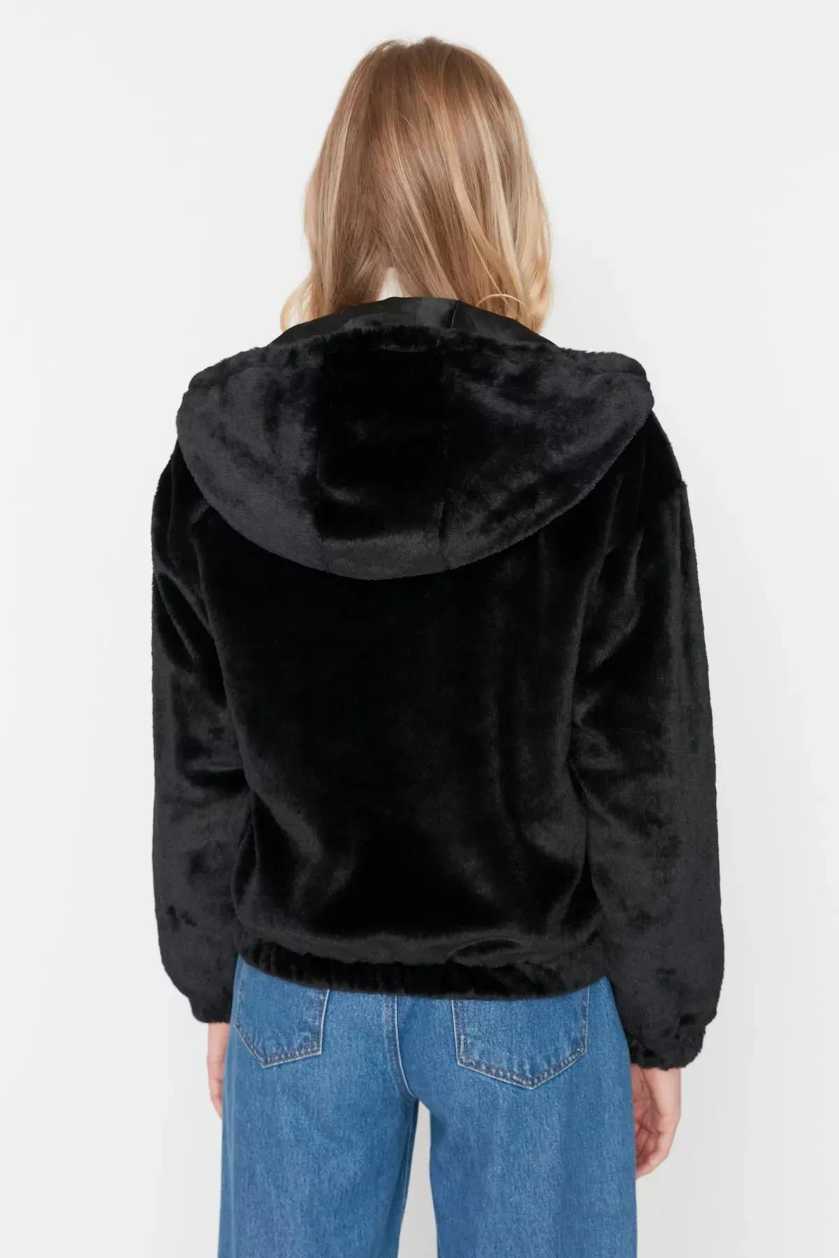 Black Puffer Oversize Jacket, Black, large image number 4