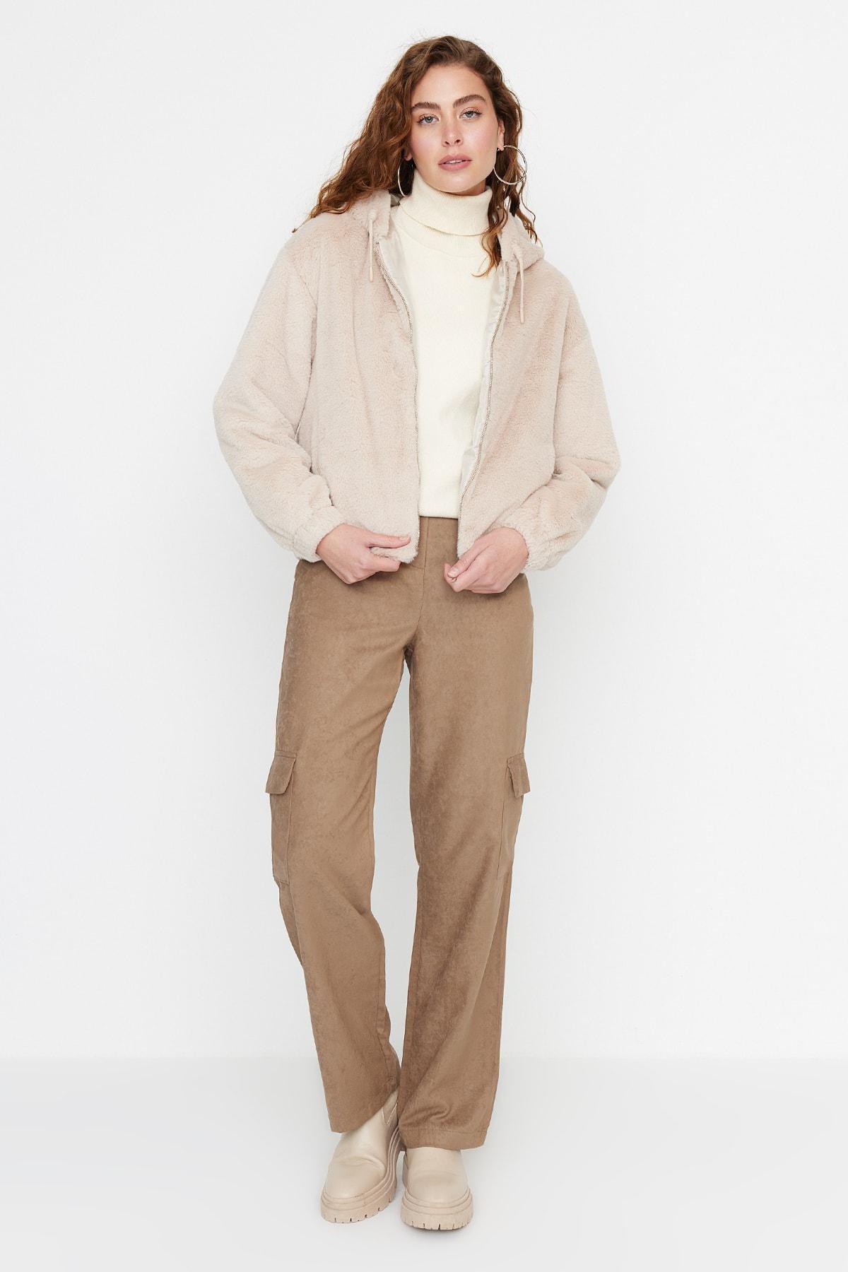 Beige Oversize Hooded Jacket, , large image number 2