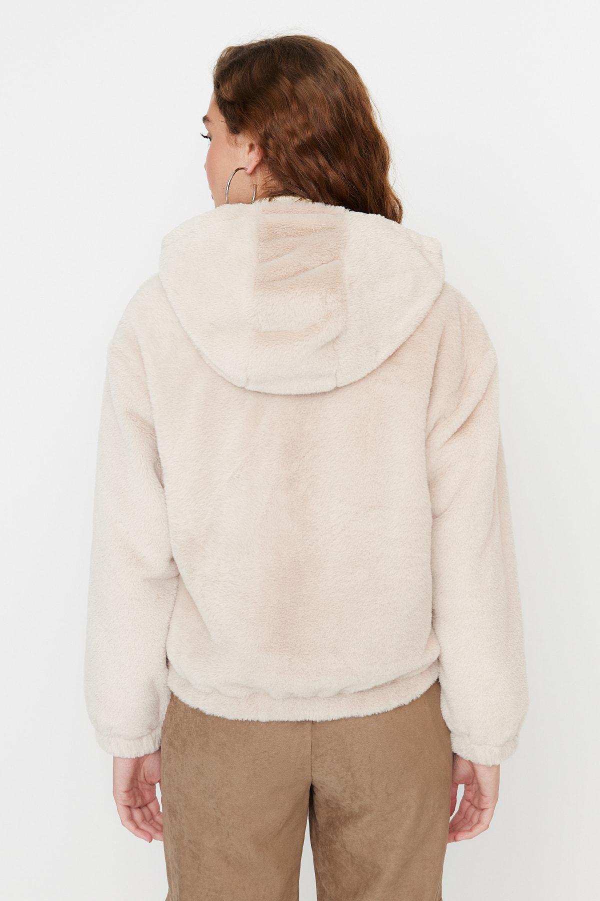 Beige Oversize Hooded Jacket, , large image number 4
