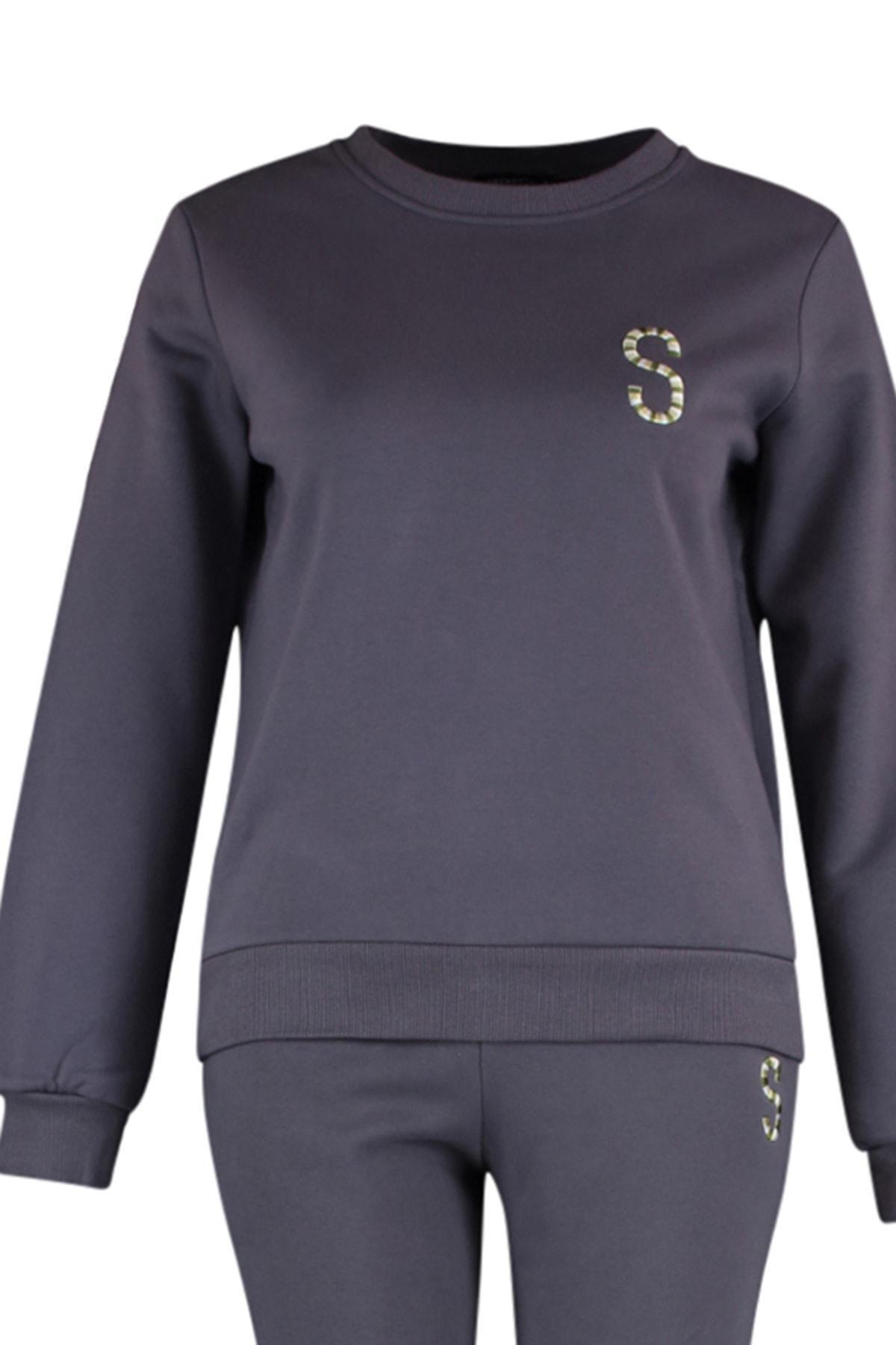 Grey Embroidered Sweatsuit Co-Ord Set, , large image number 6