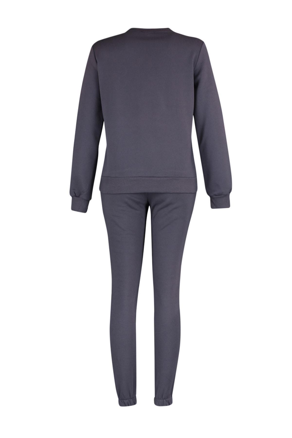 Grey Embroidered Sweatsuit Co-Ord Set, , large image number 7