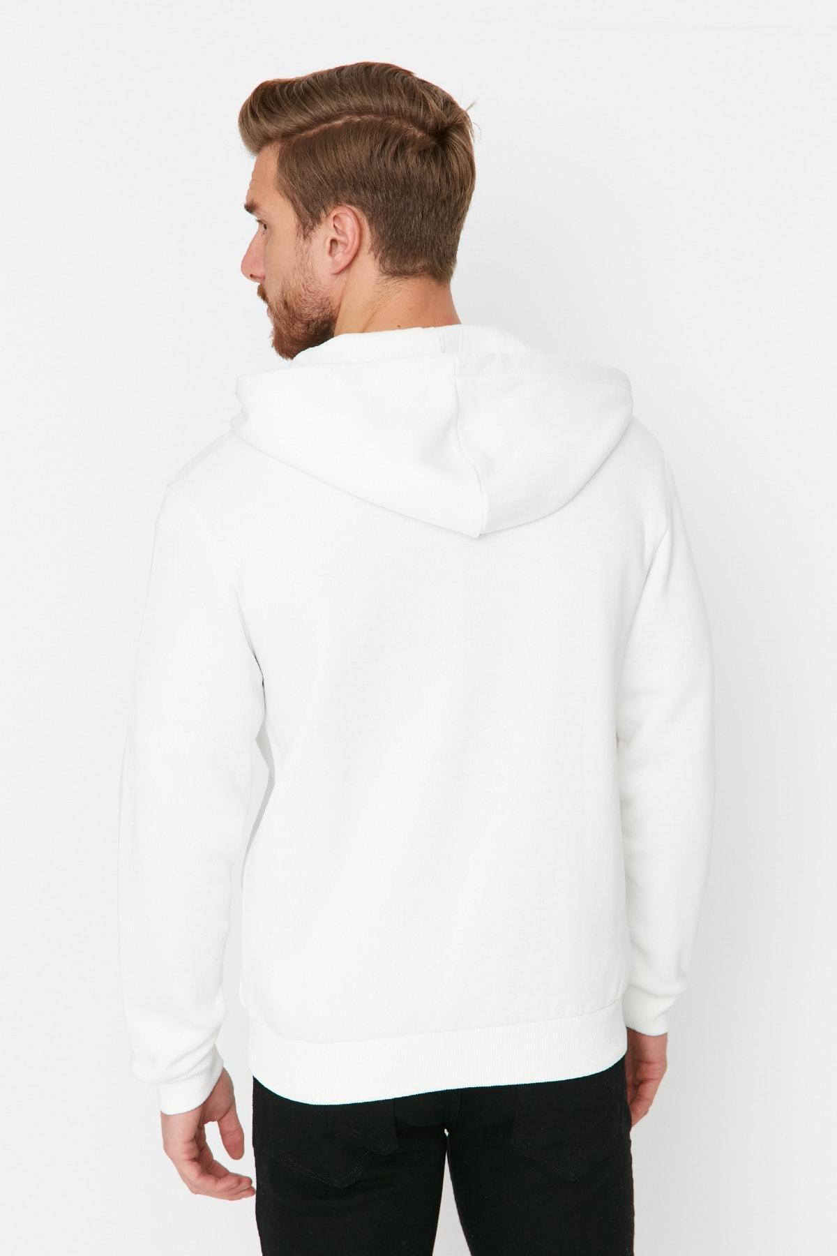 White Print Hooded Sweatshirt, , large image number 5