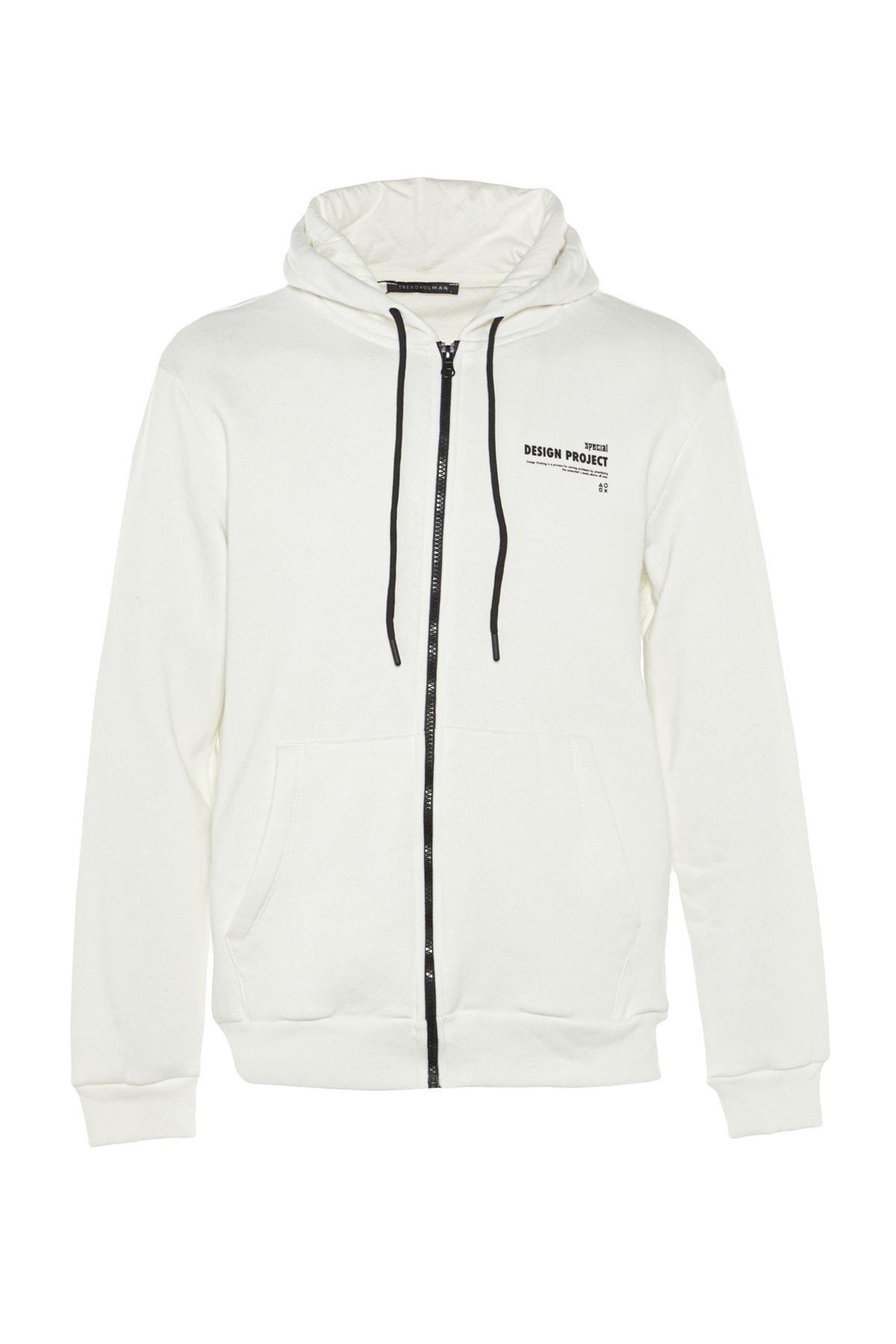 White Print Hooded Sweatshirt, , large image number 6
