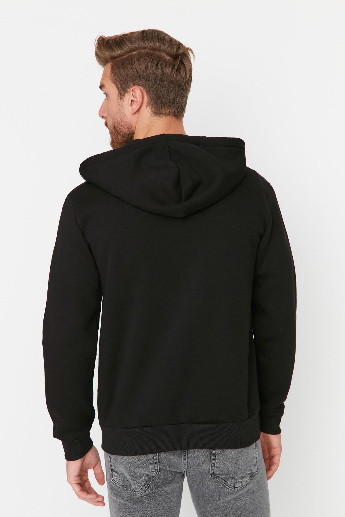 Black Print Hooded Sweatshirt, , large image number 5