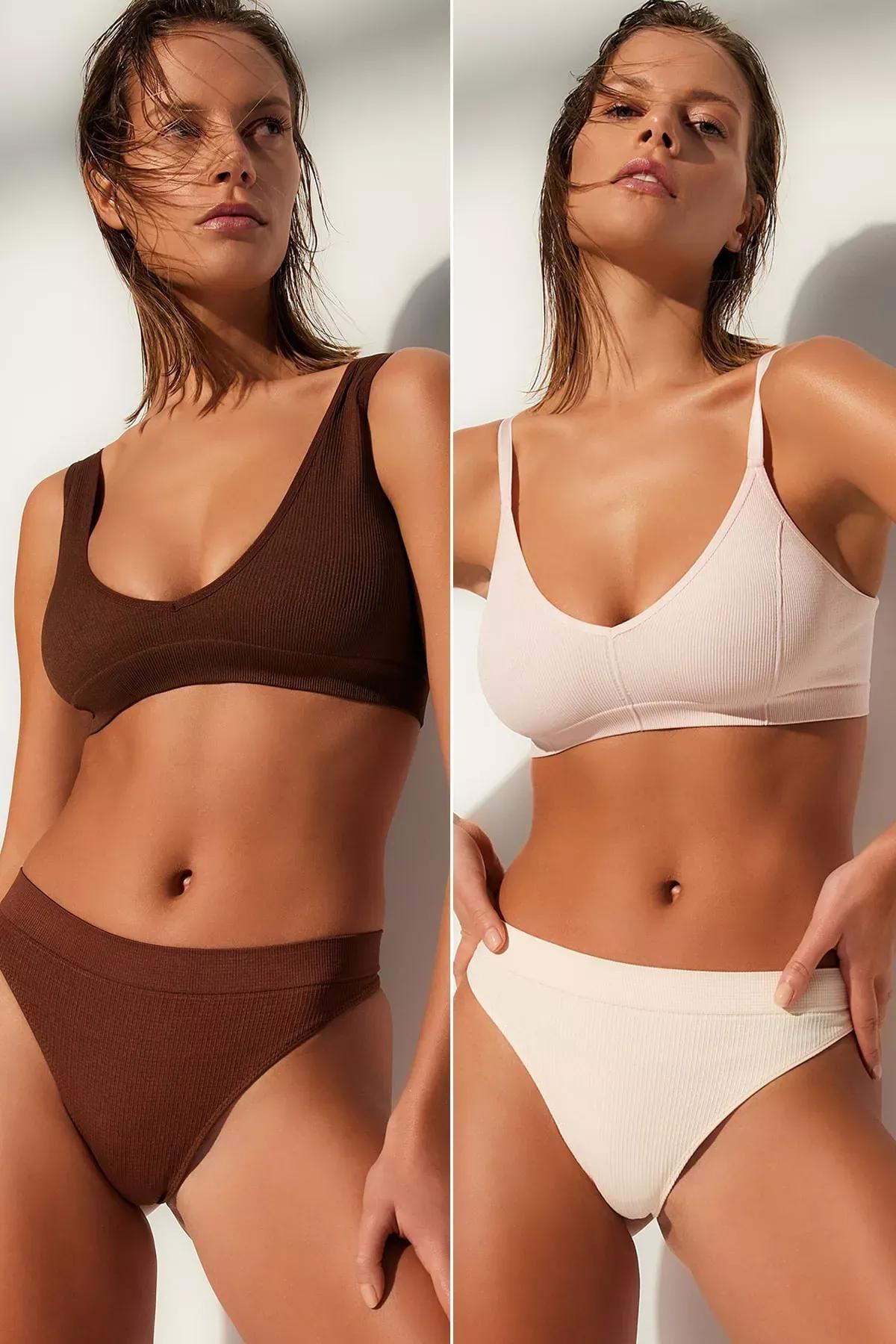 multicolour Briefs, Set Of 2, Brown, medium