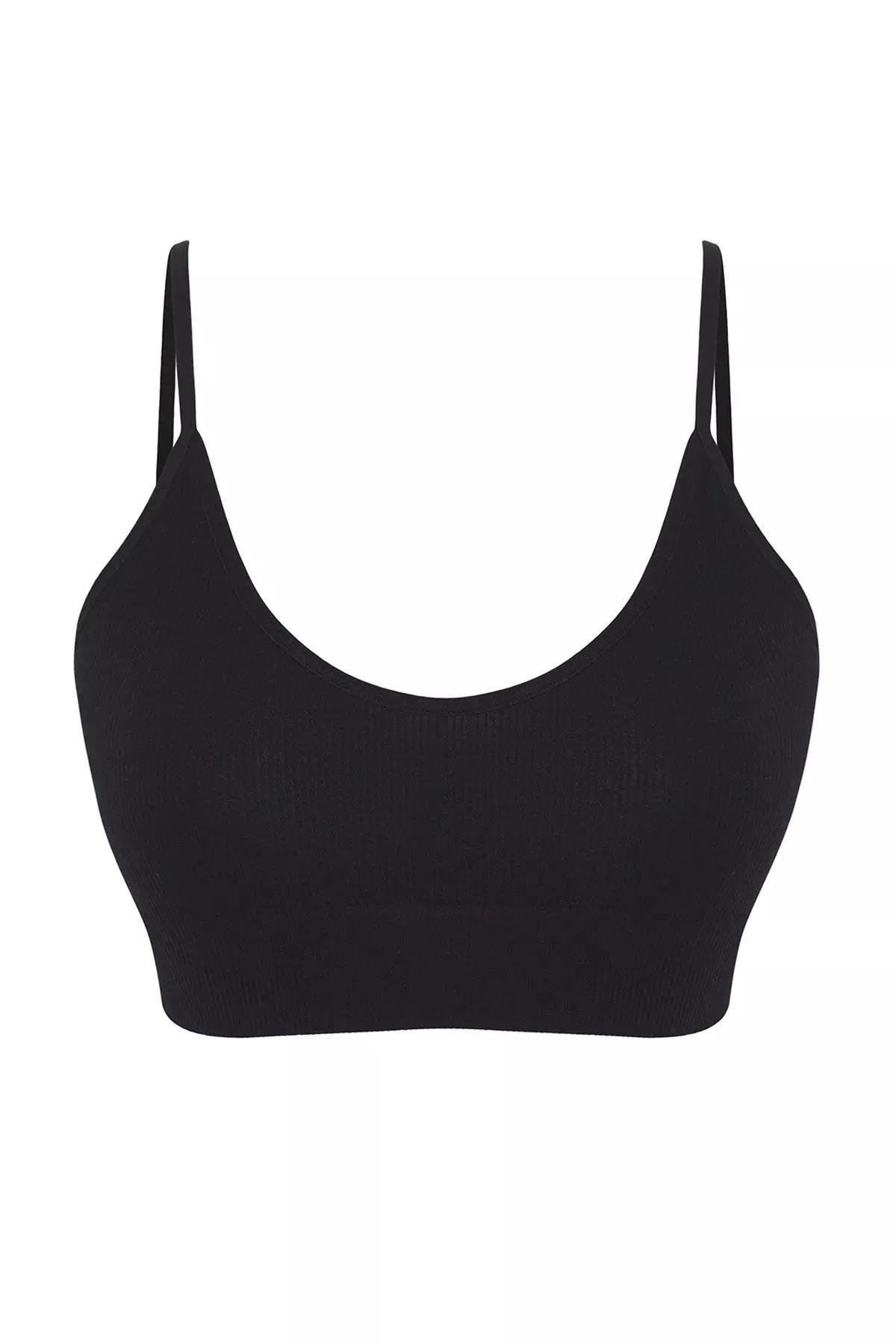 Black Seamless Bra, Black, large image number 6