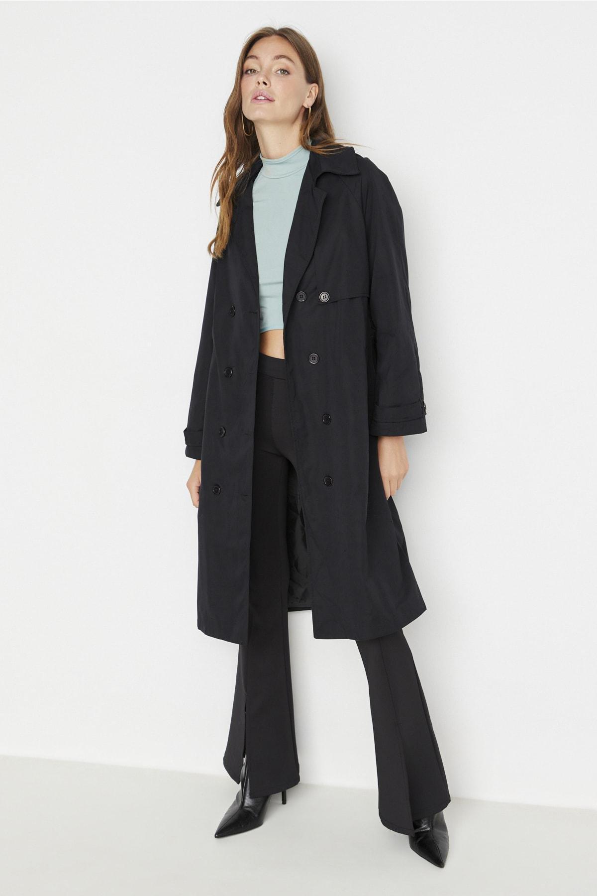 Black Oversize Trench Coat, , large image number 0