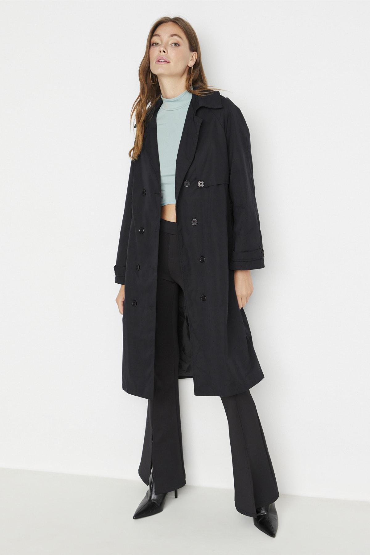 Trendyol - Black Oversize Trench Coat