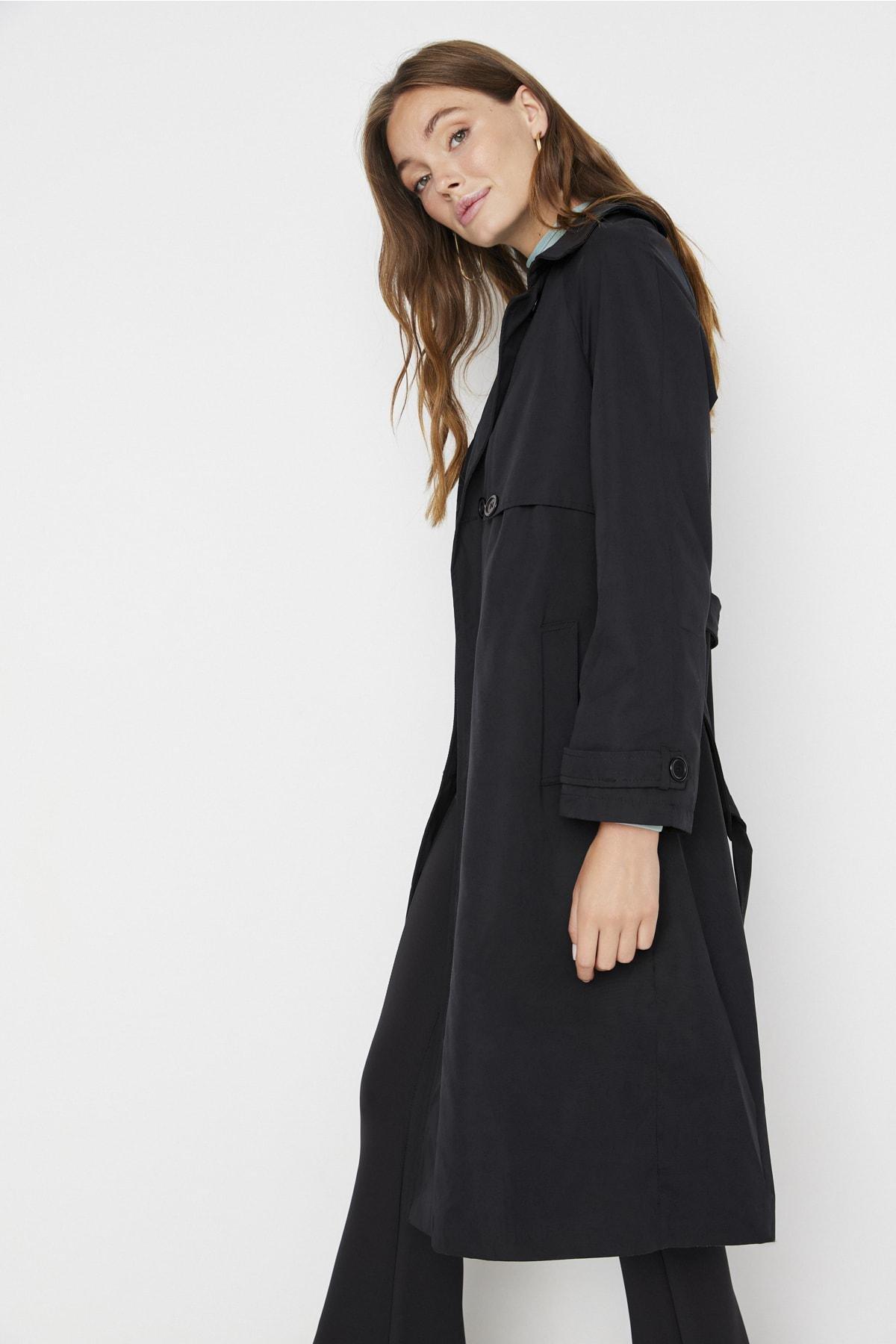 Black Oversize Trench Coat, , large image number 1