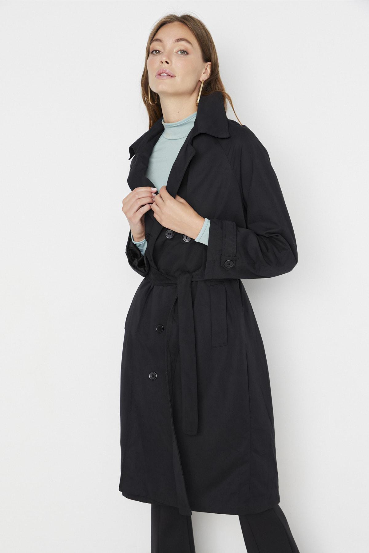 Trendyol - Black Oversize Trench Coat