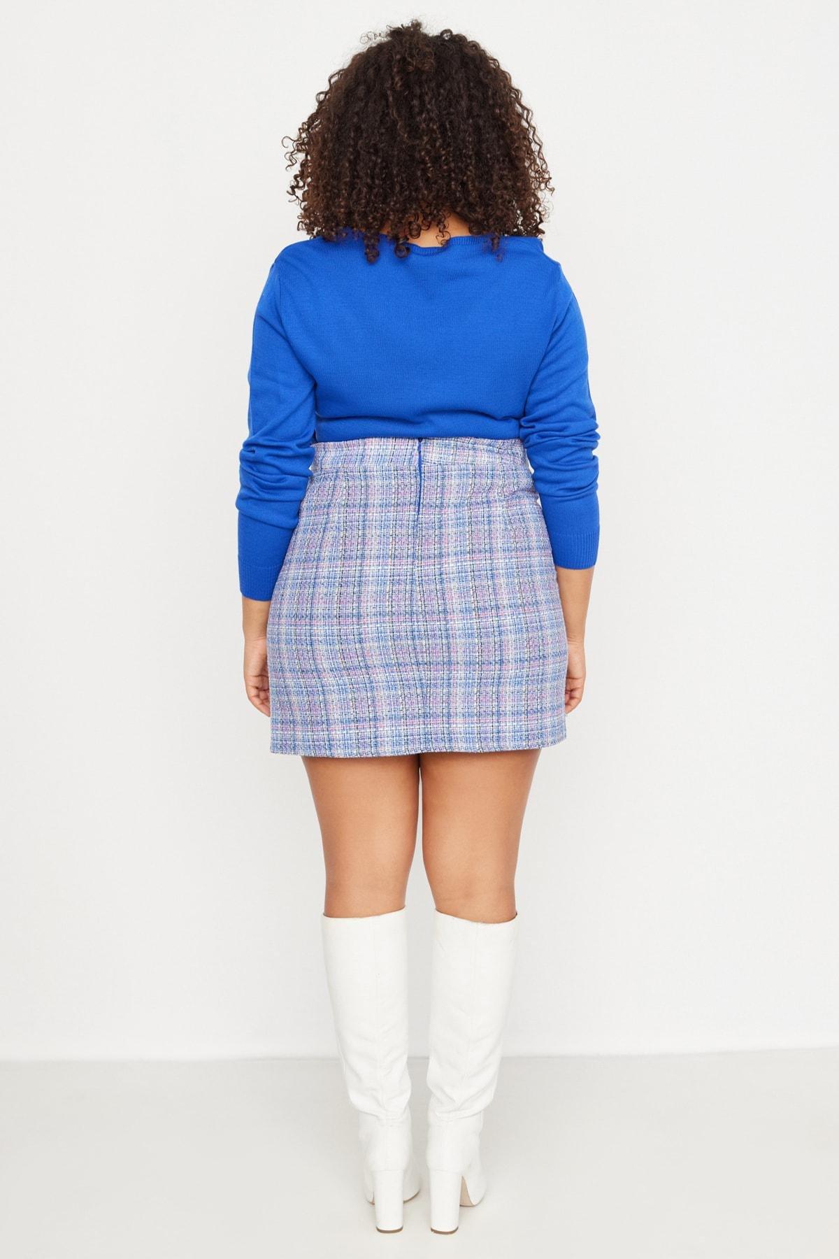 Trendyol - Blue Mini Plus Size Skirt