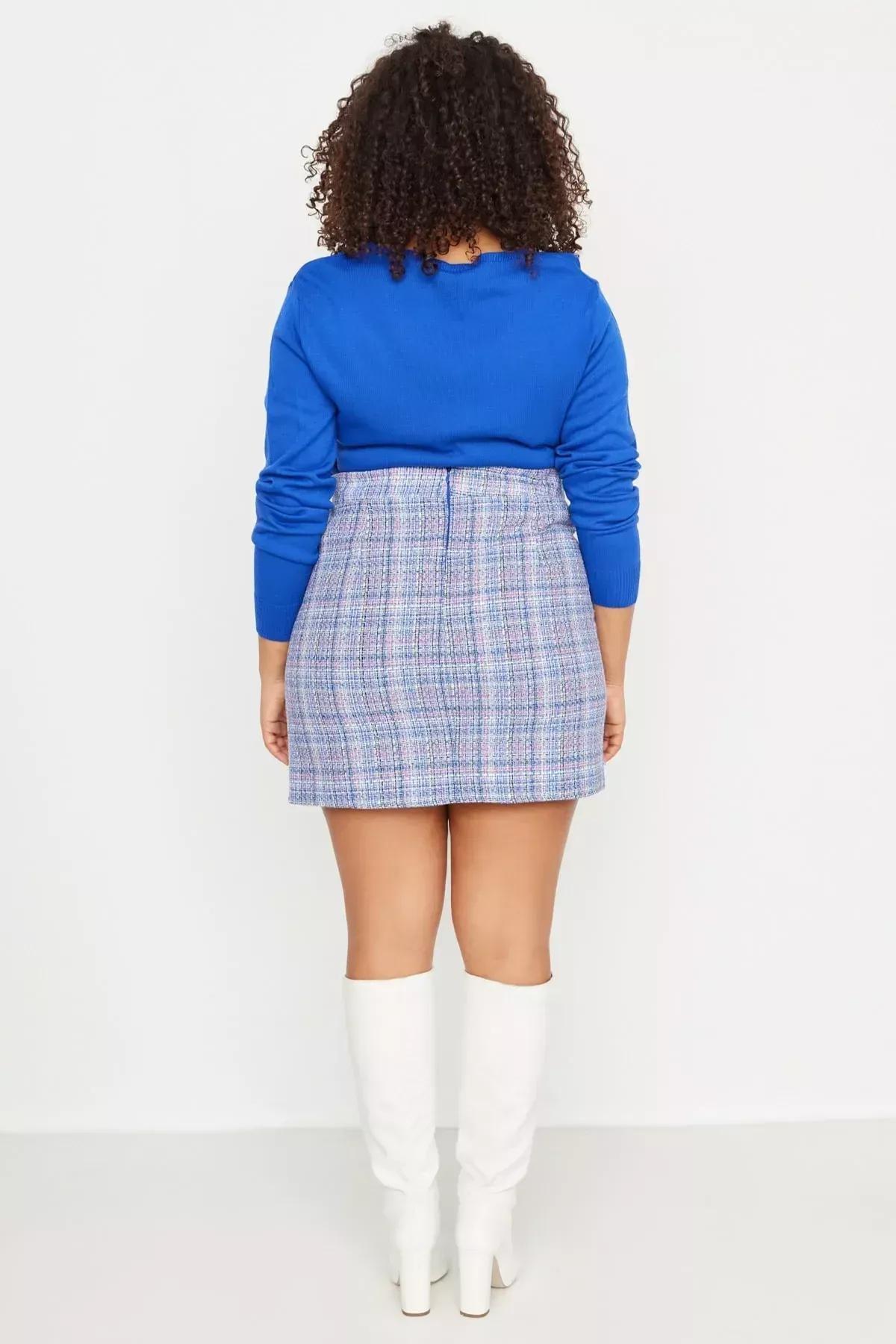 Blue Mini Plus Size Skirt, , large image number 4